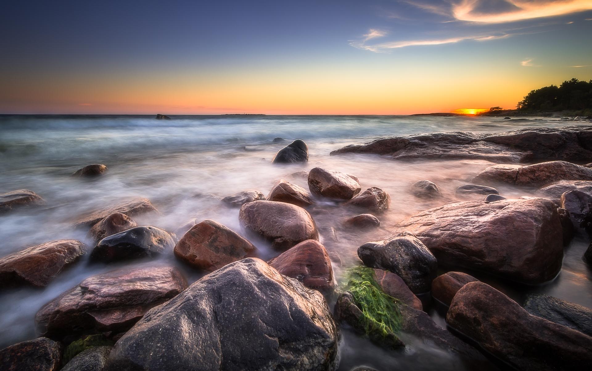 Фото бесплатно камни в воде, закат, пейзаж