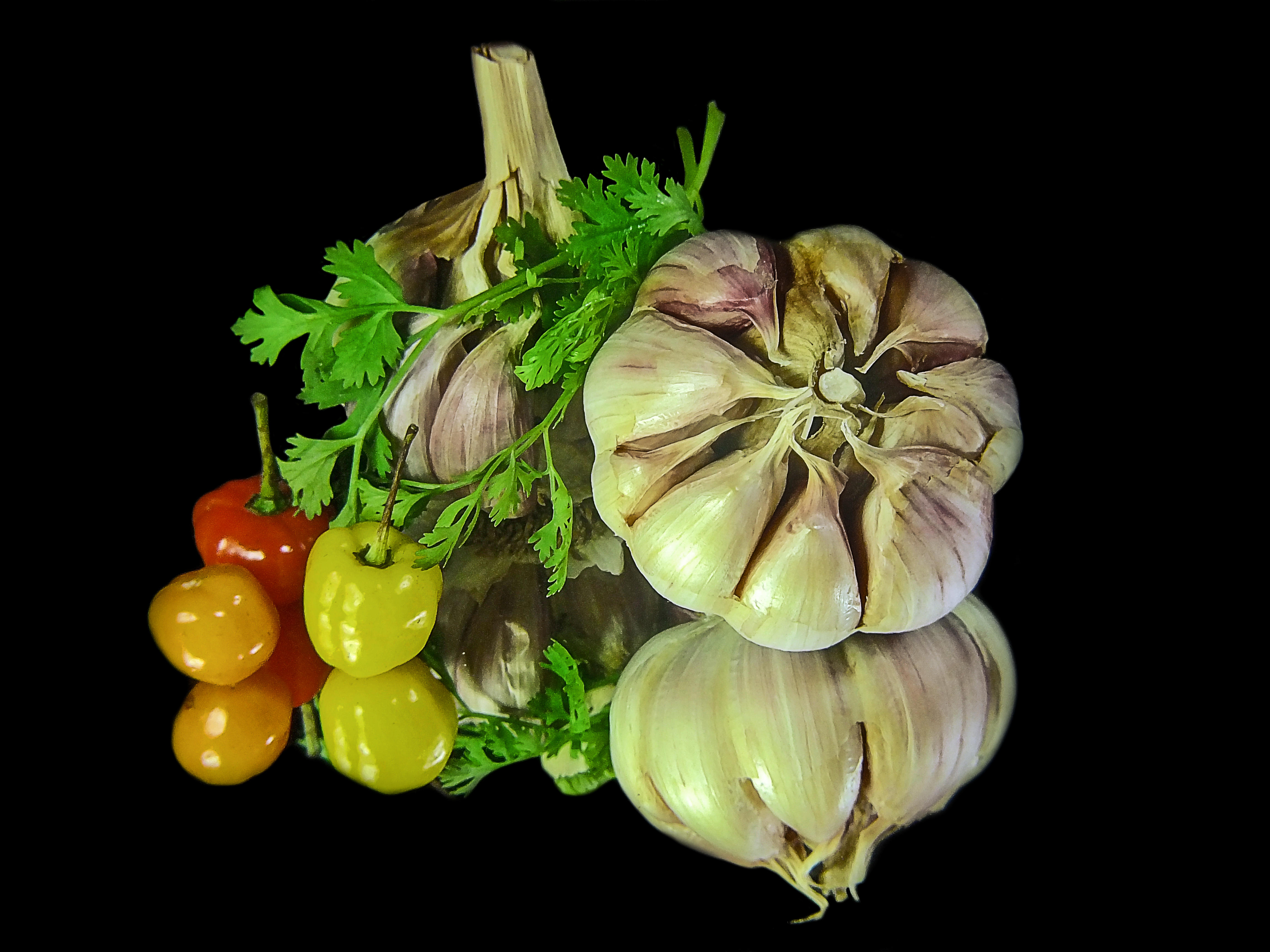 Photo free garlic, pepper, parsley