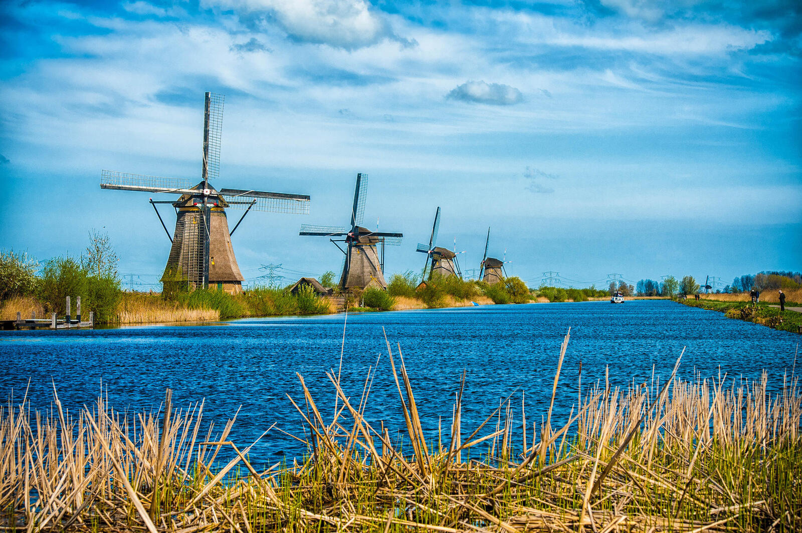 Обои Kinderdijk Нидерланды Голландия на рабочий стол