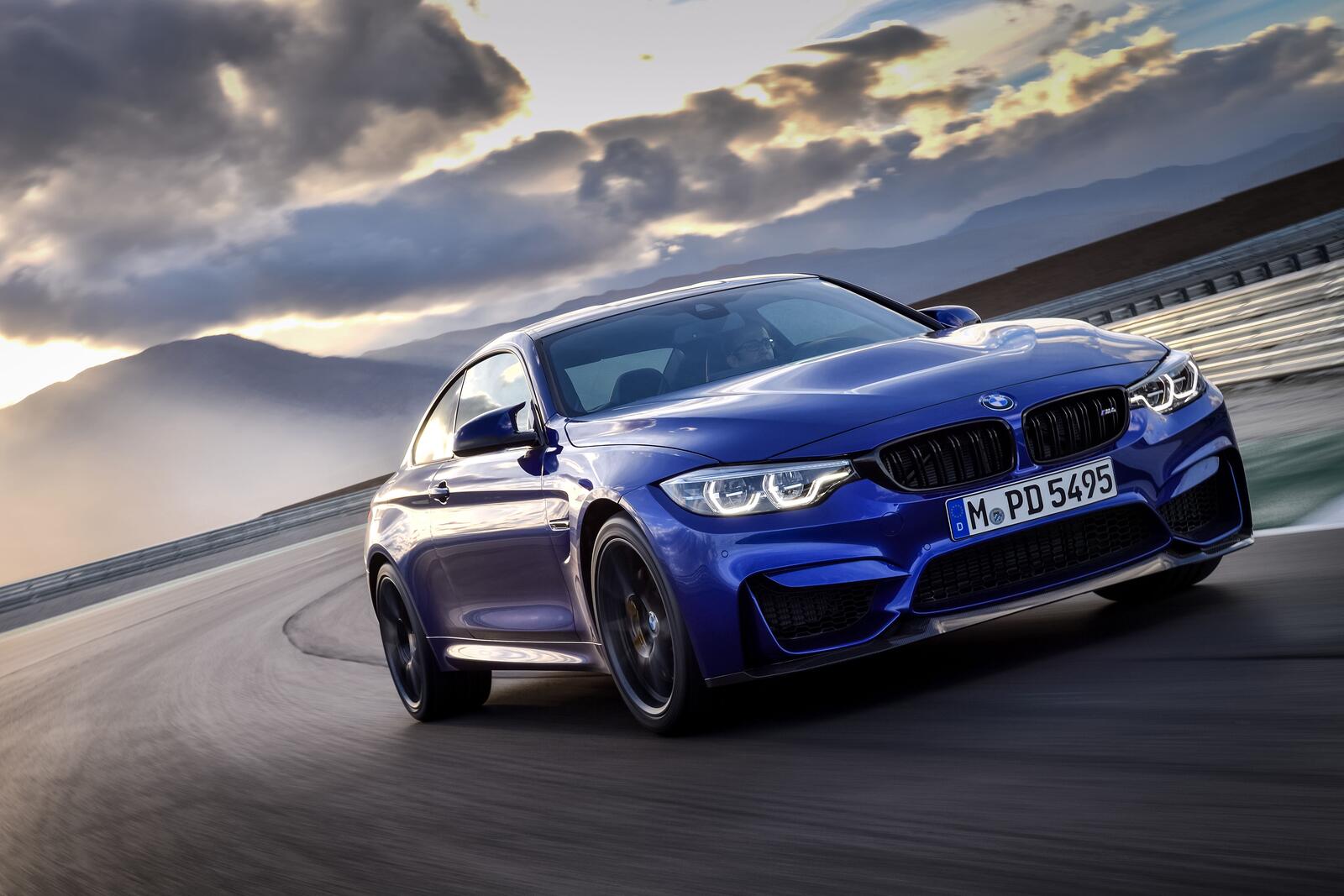 Wallpapers view from front BMW M4 CS blue BMW on the desktop