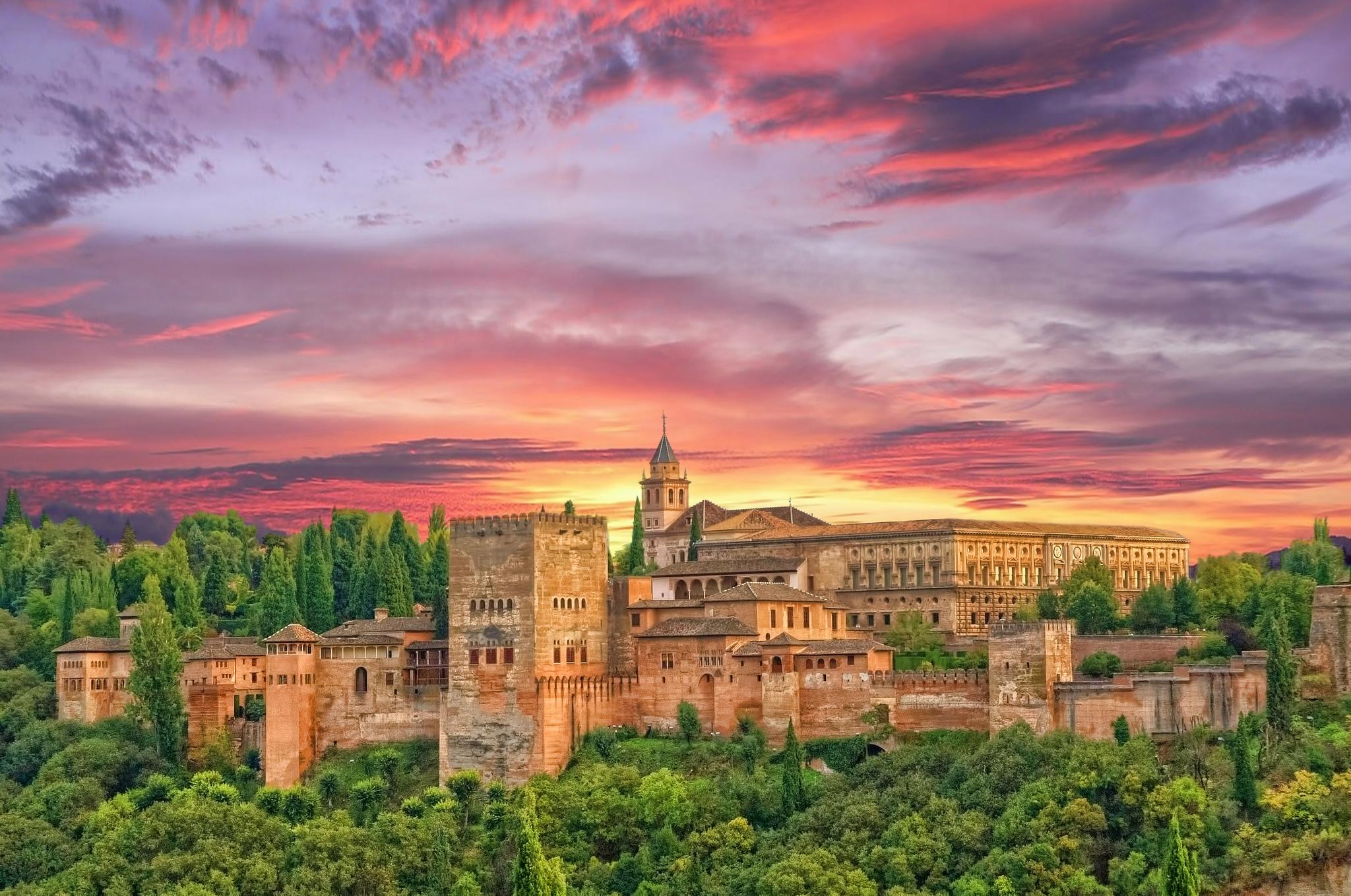 Wallpapers Sunset in the Alhambra Granada Alhambra on the desktop