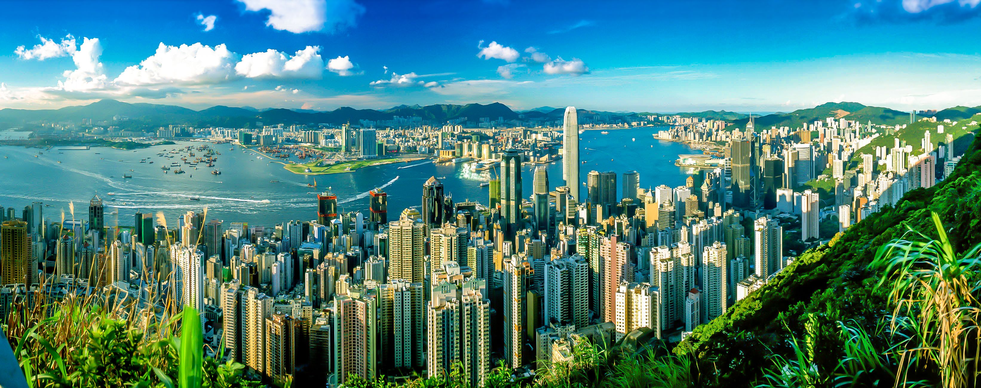 桌面上的壁纸香港 城市 全景图