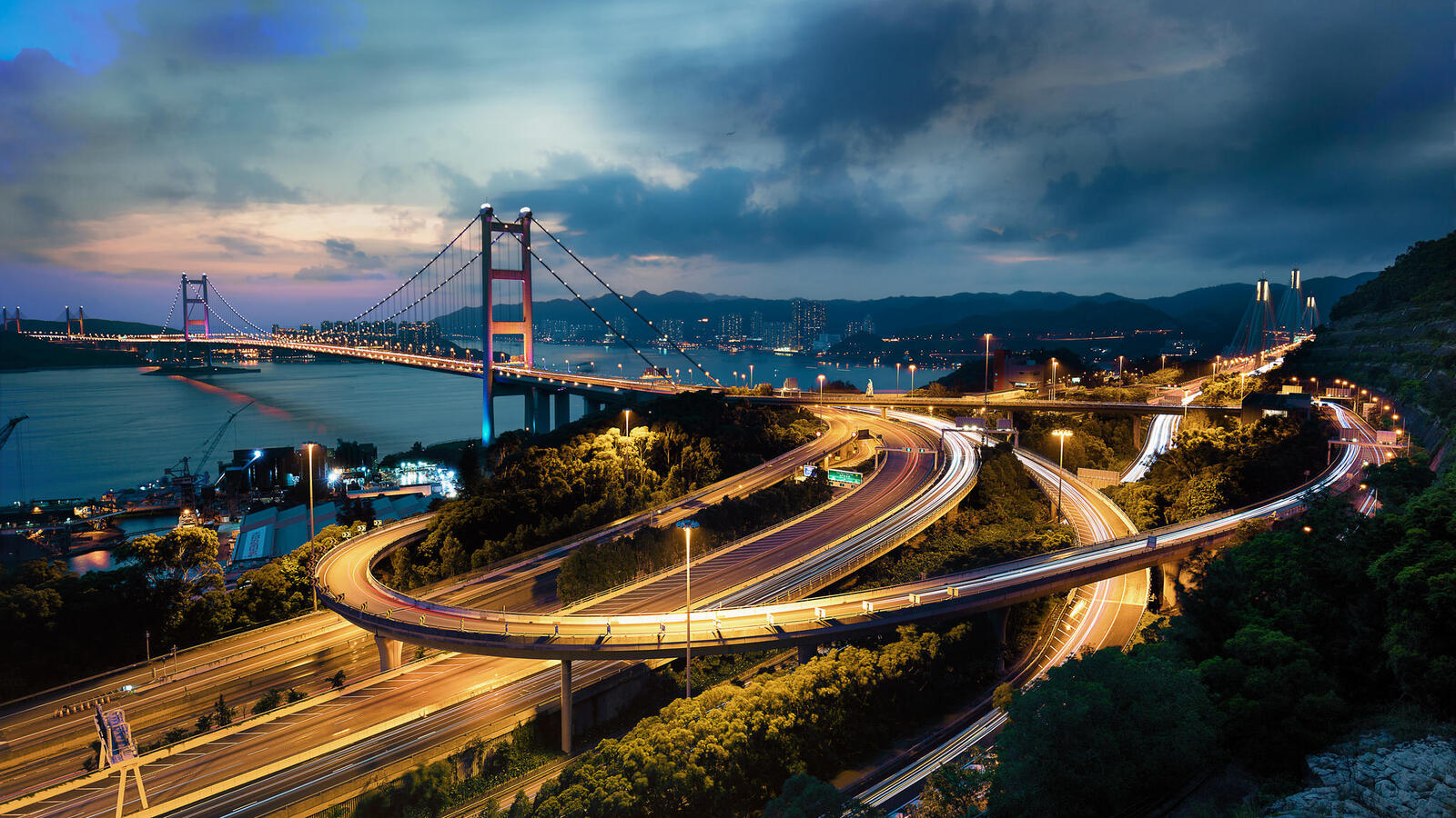 Обои Hong Kong Китай Гонконг мост на рабочий стол