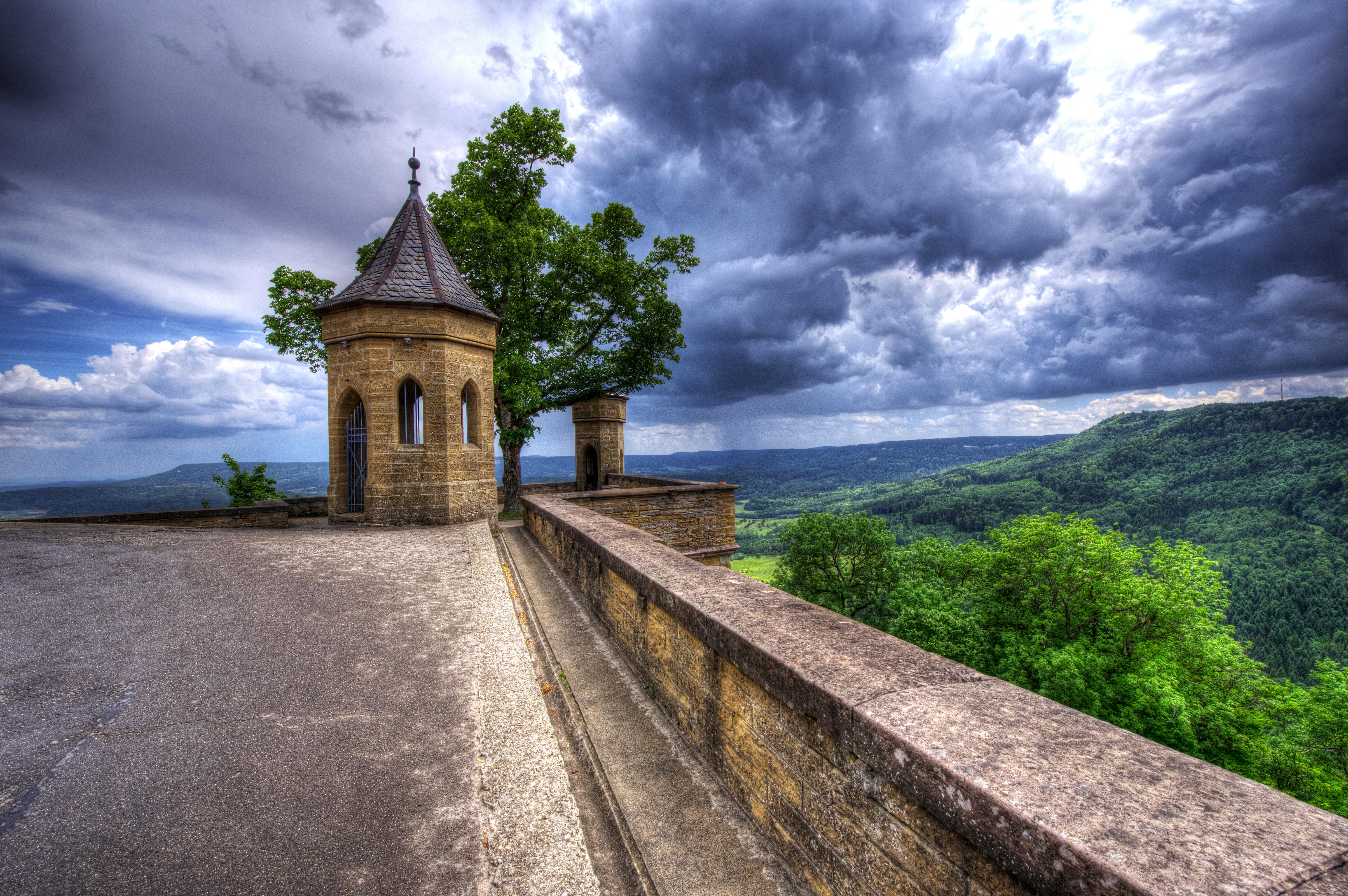 Wallpapers view from Hohenzollern castle Germany clouds on the desktop