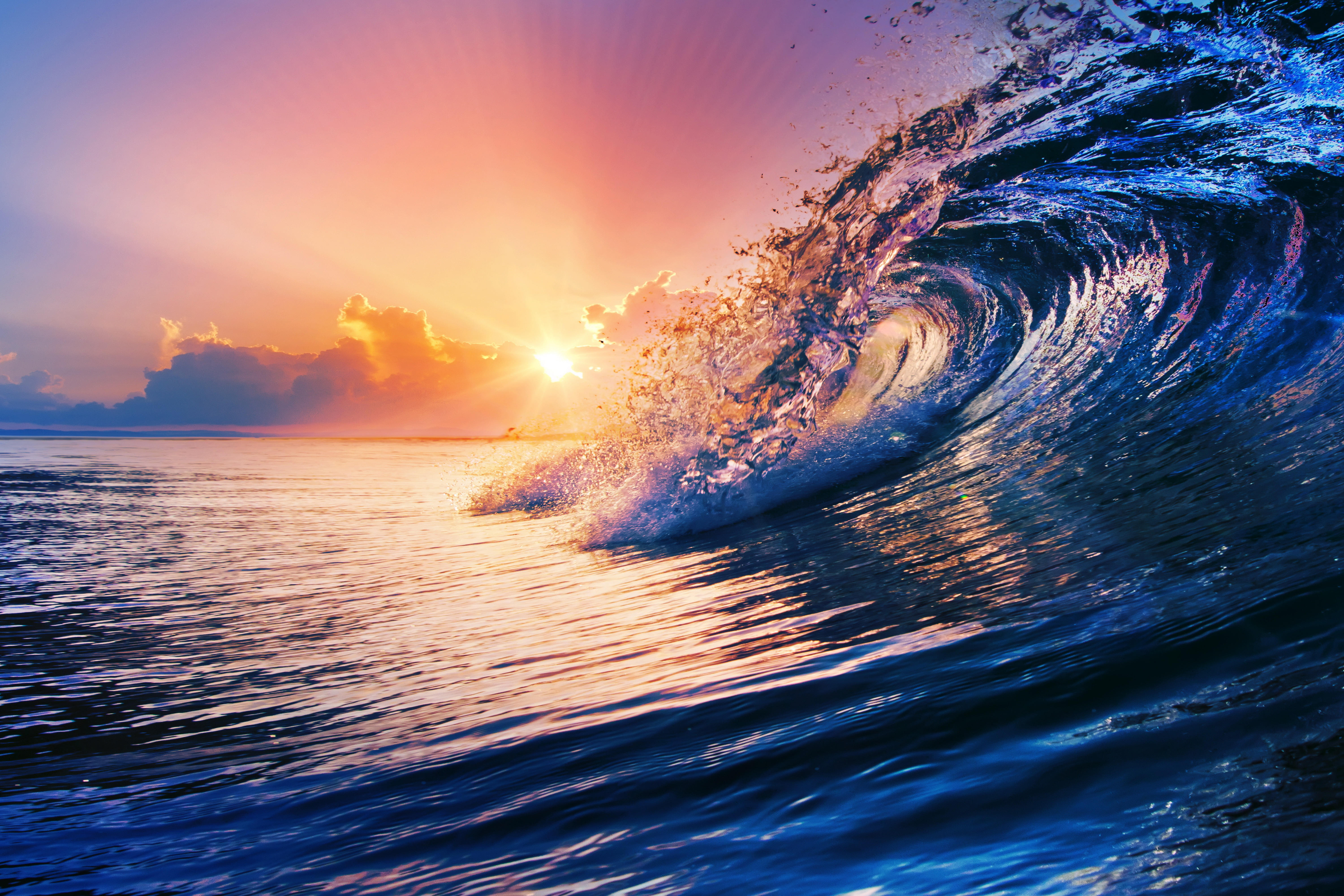 Wallpapers sea sunset wave on the desktop