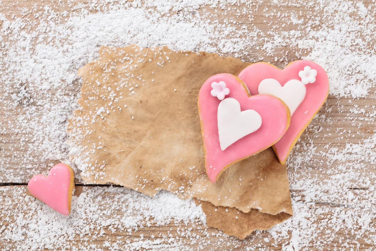Wallpapers biscuits glaze hearts on the desktop