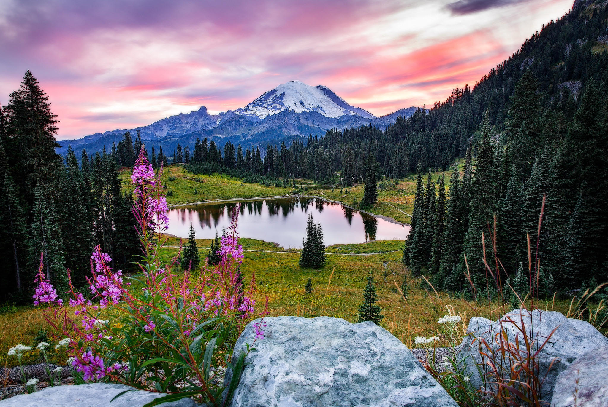 Mount Rainier and Tipsoo Lake, Washington бесплатно