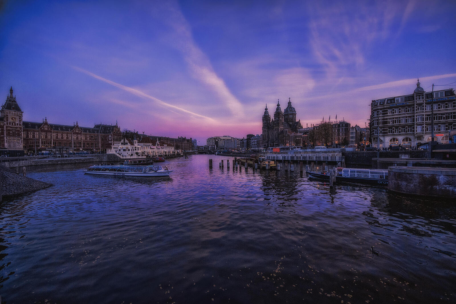 Обои Амстердам Закат солнца город на рабочий стол
