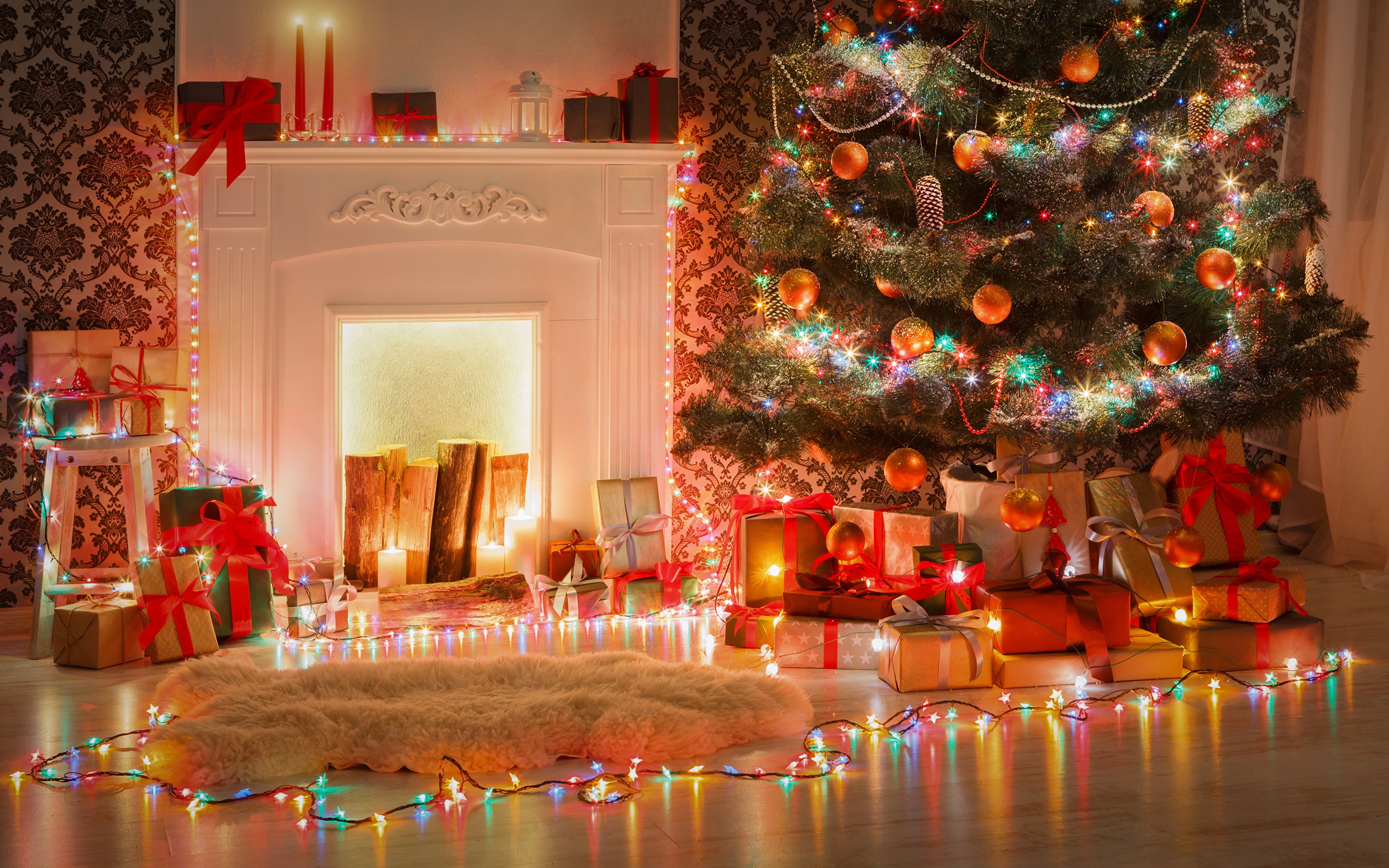 桌面上的壁纸圣诞装饰 节日 夜光圣诞树