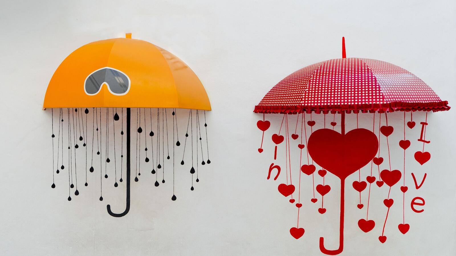 Wallpapers drawing hear umbrella on the desktop