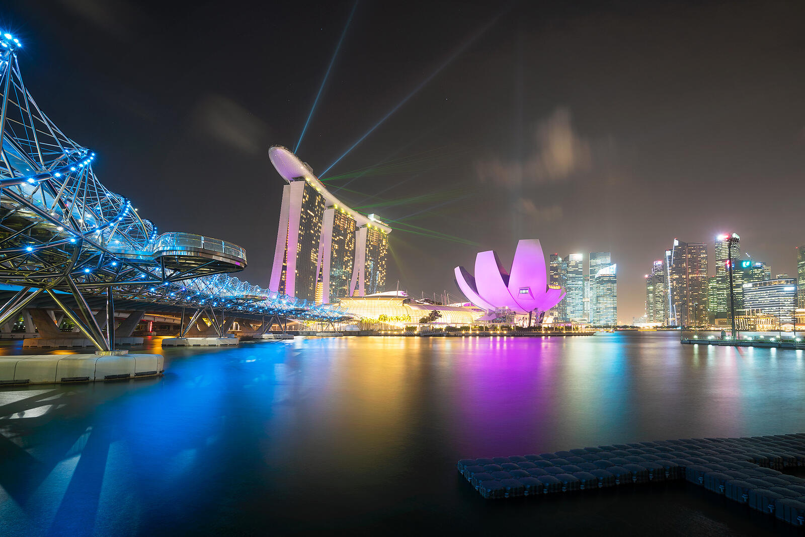 Обои Сингапур лазерное шоу город на рабочий стол