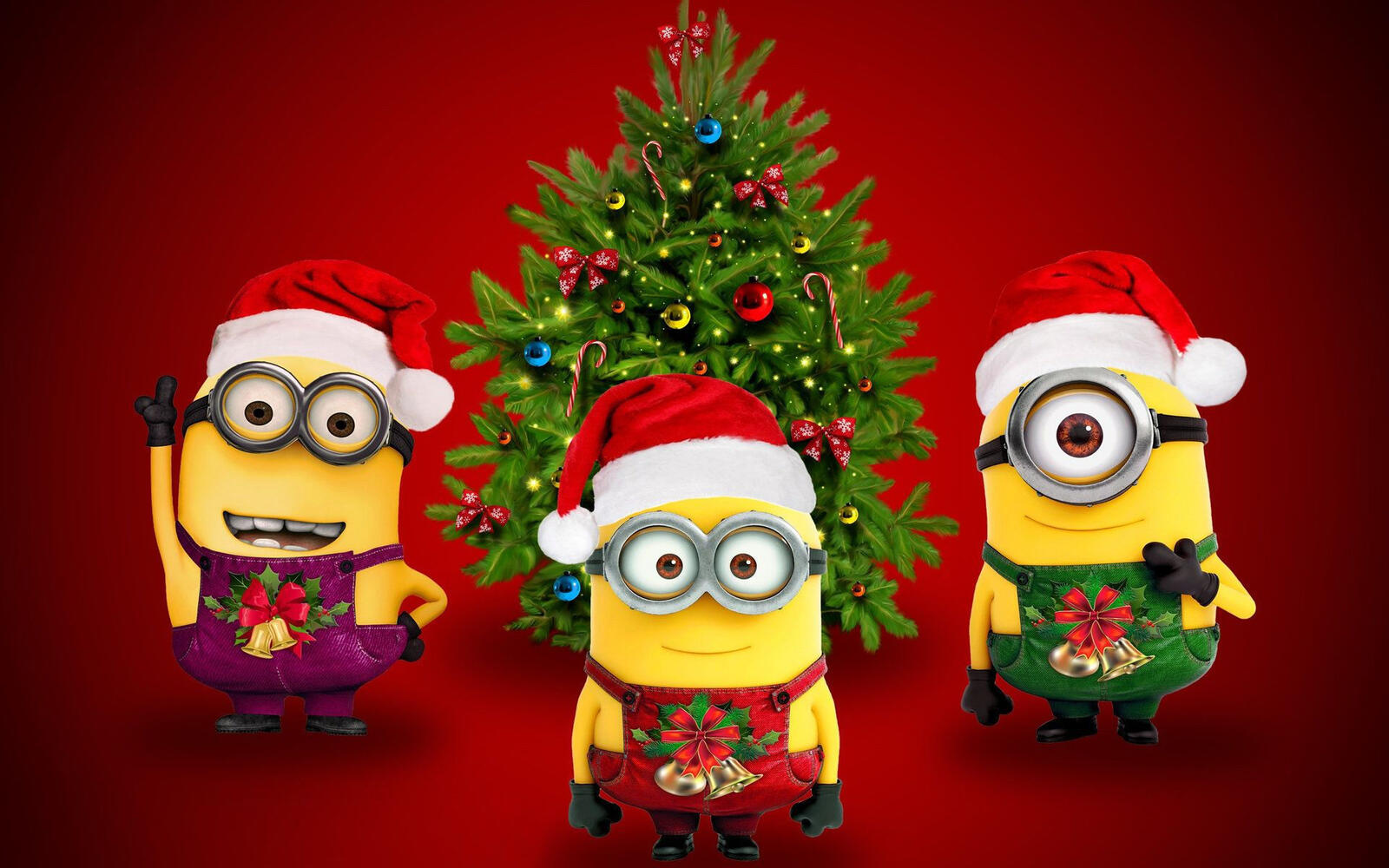 Wallpapers despicable me minions christmas tree on the desktop