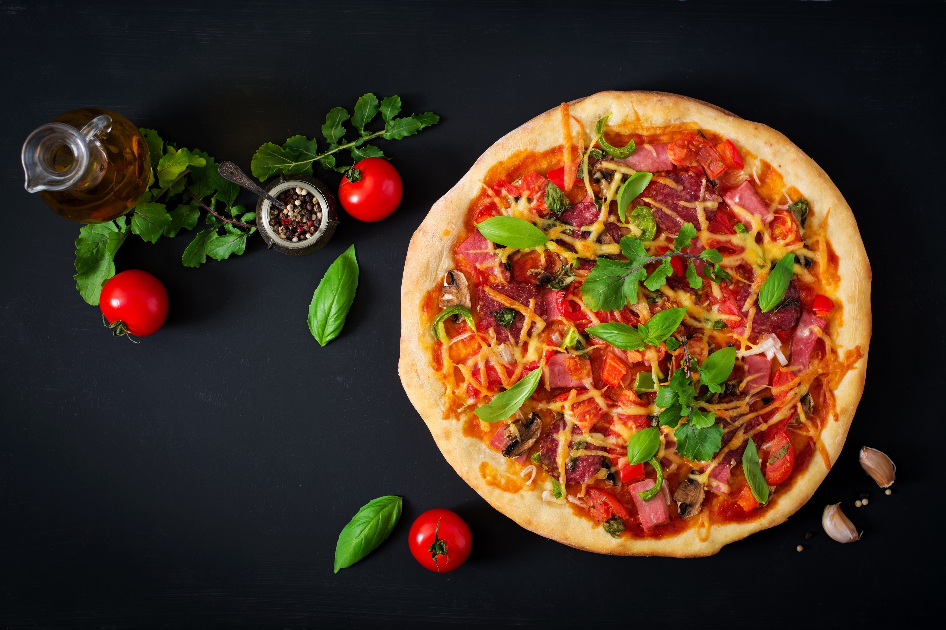 Фото бесплатно обои пицца, фаст-фуд, овощи