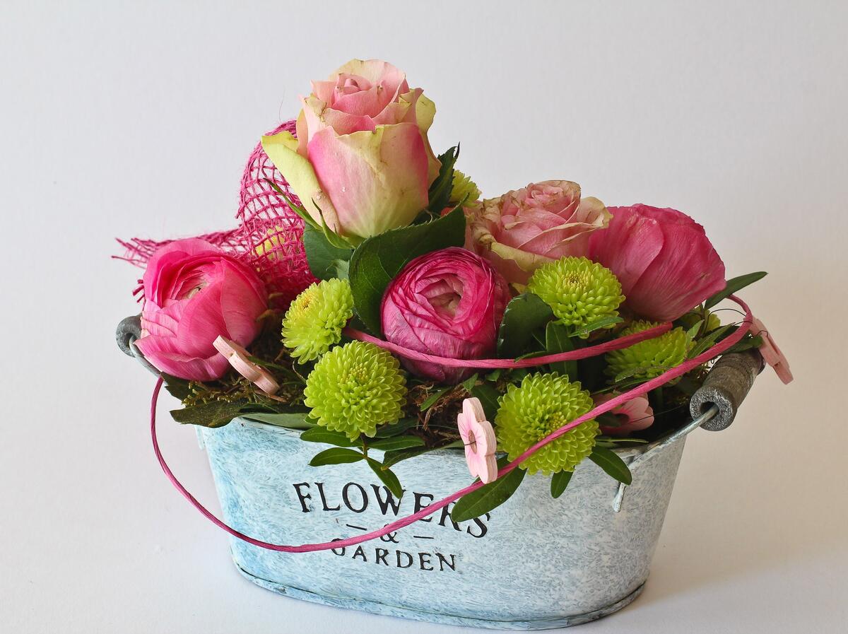 A basket of young flowers