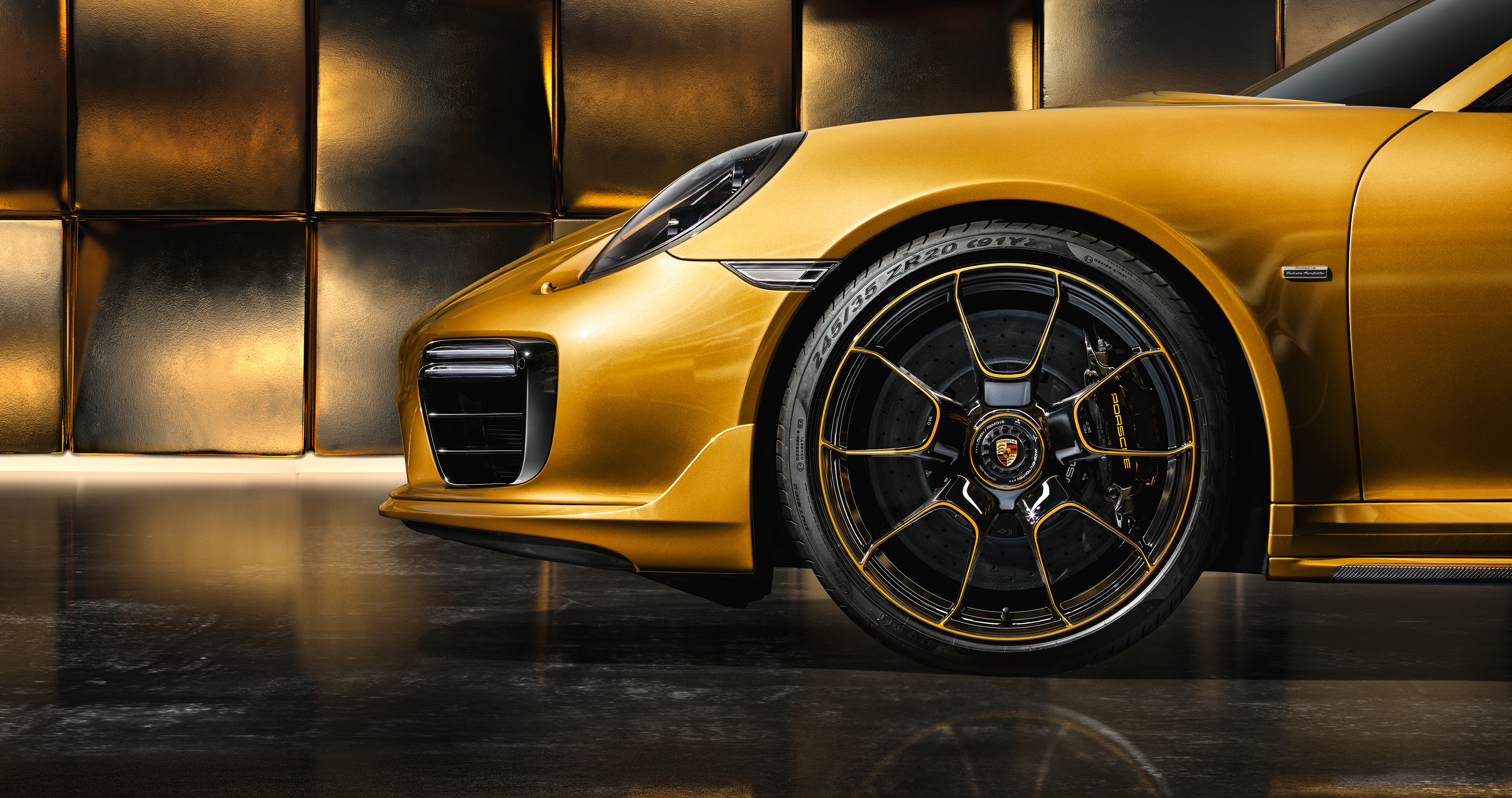 Обои автомобили желтая машина Porsche на рабочий стол