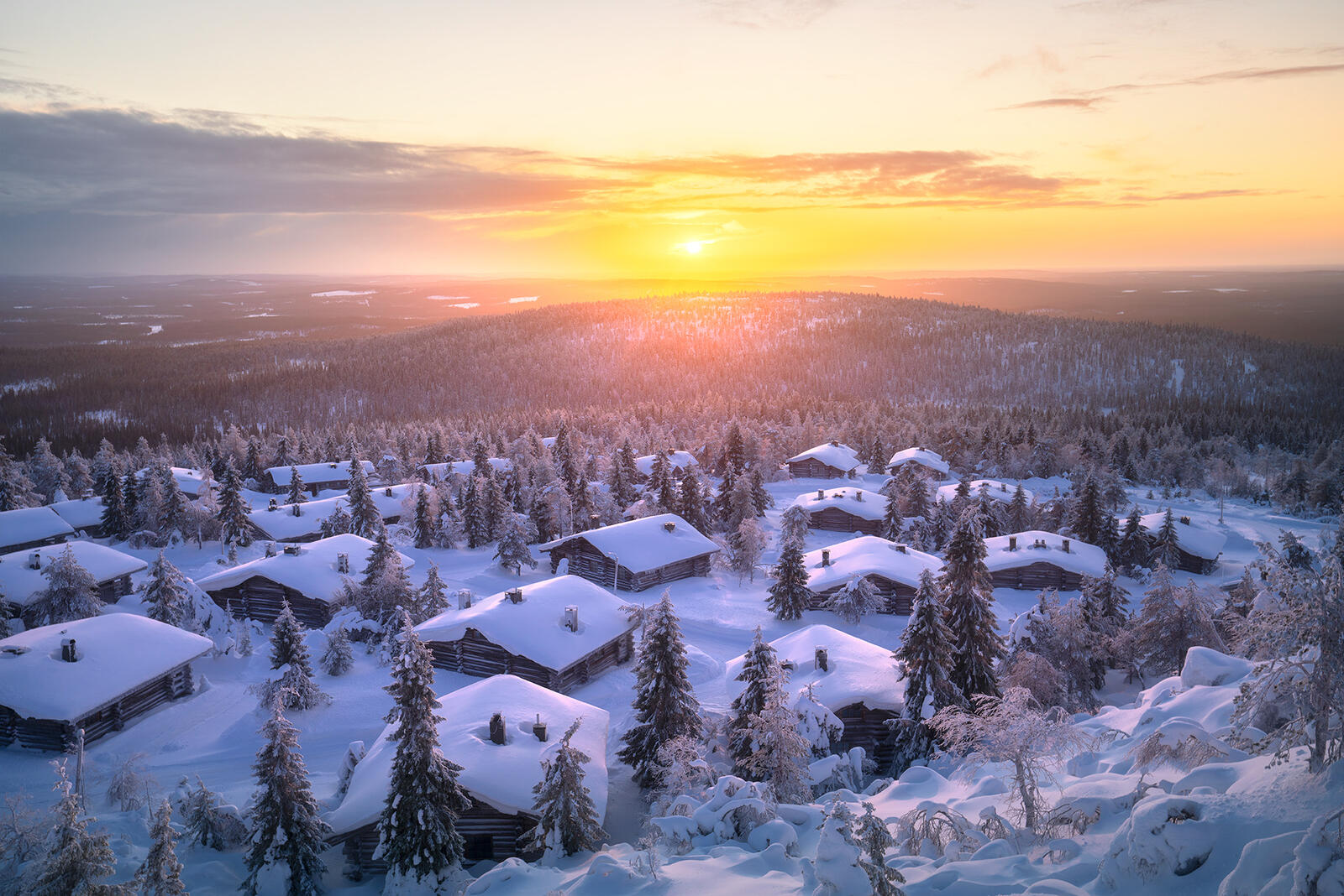 Обои Lapland зима домики на рабочий стол
