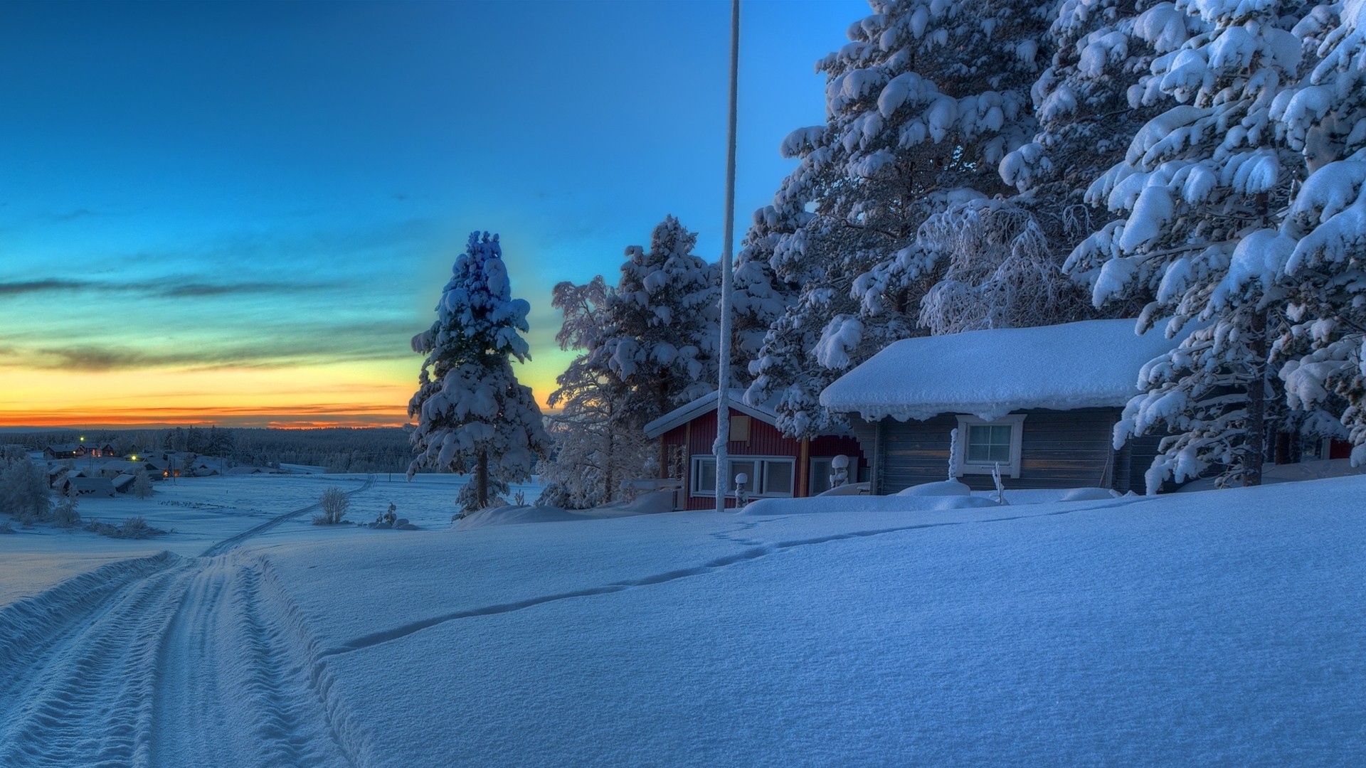 Фото бесплатно обои снег, зима, закат