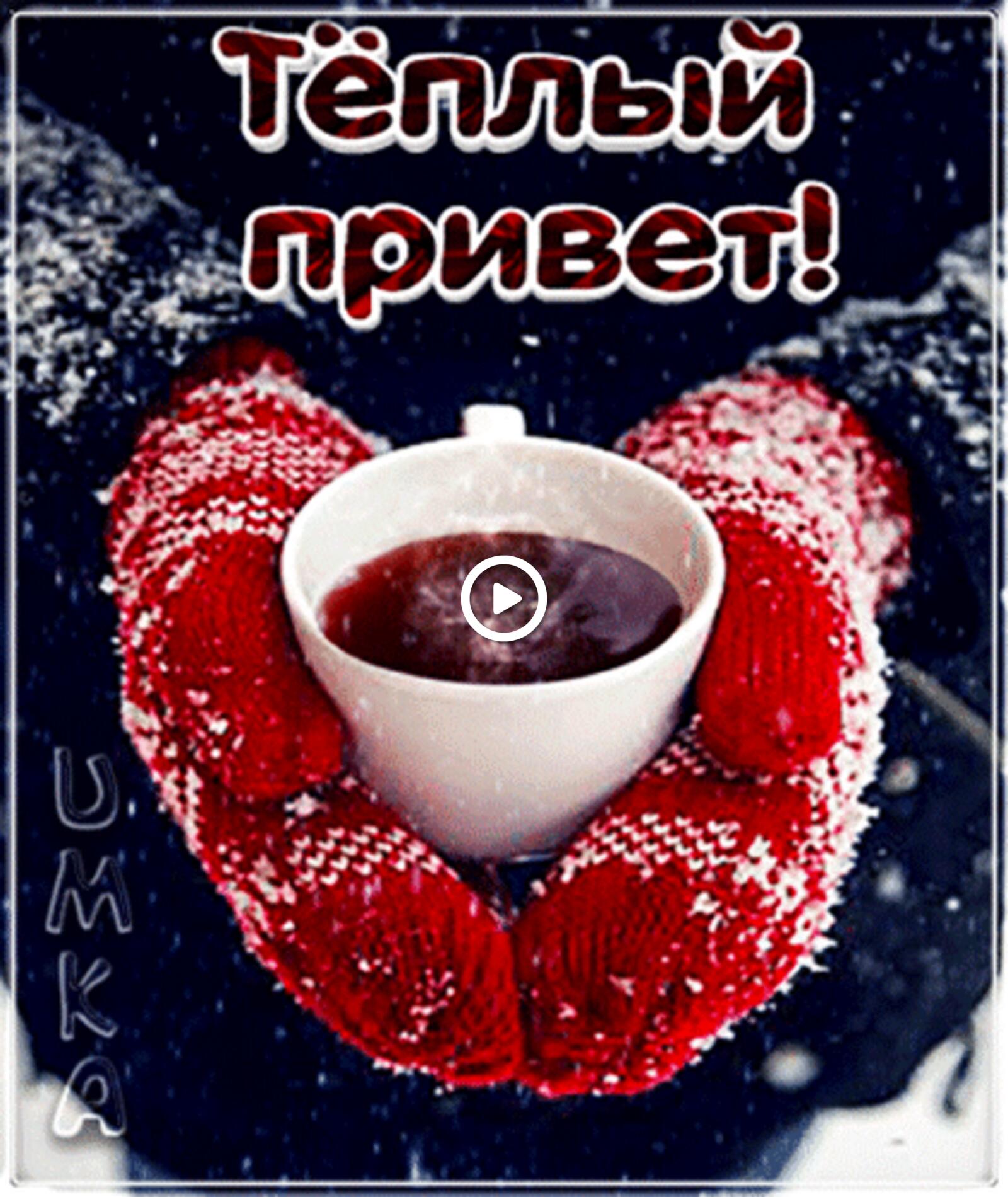 一张以你好 茶 冬季为主题的明信片