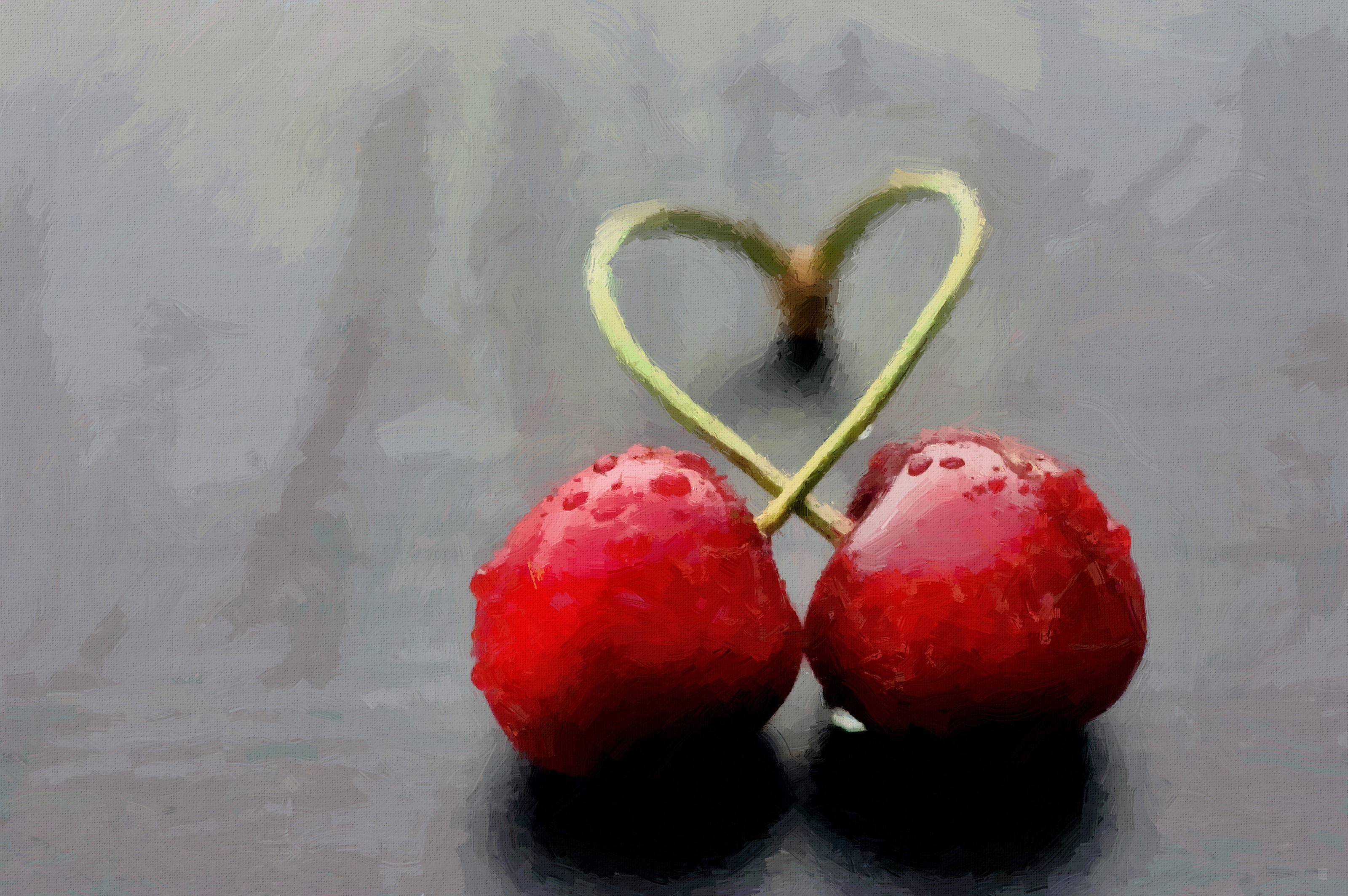 Фото бесплатно две вишни, произведение искусства, красный