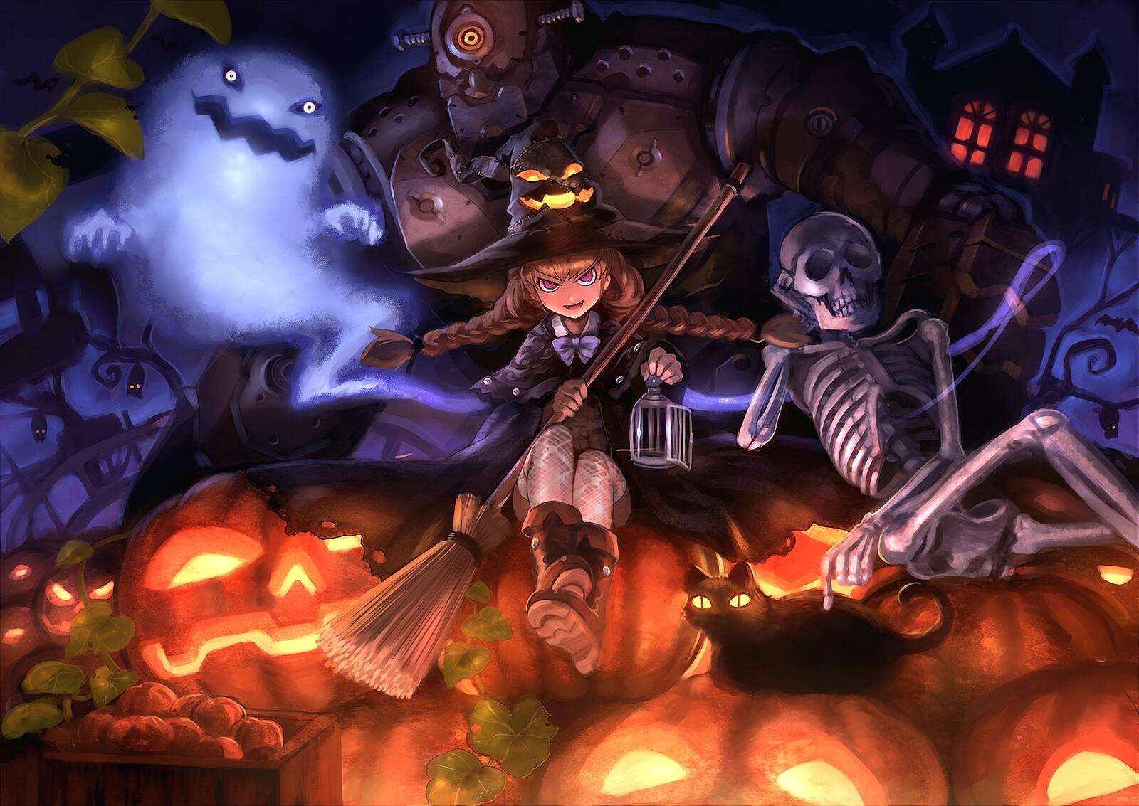 Wallpapers Halloween holiday skeleton on the desktop