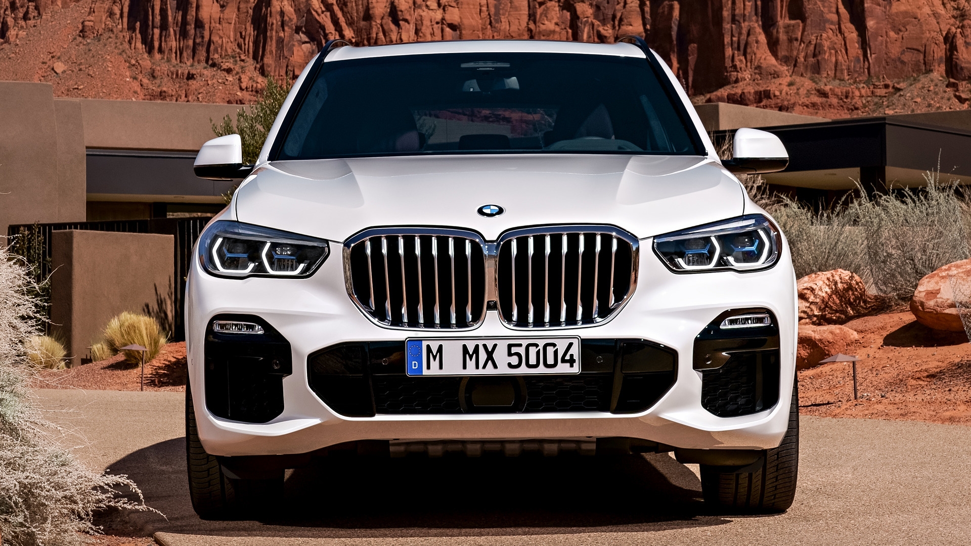 Wallpapers white front view bmw x5 on the desktop