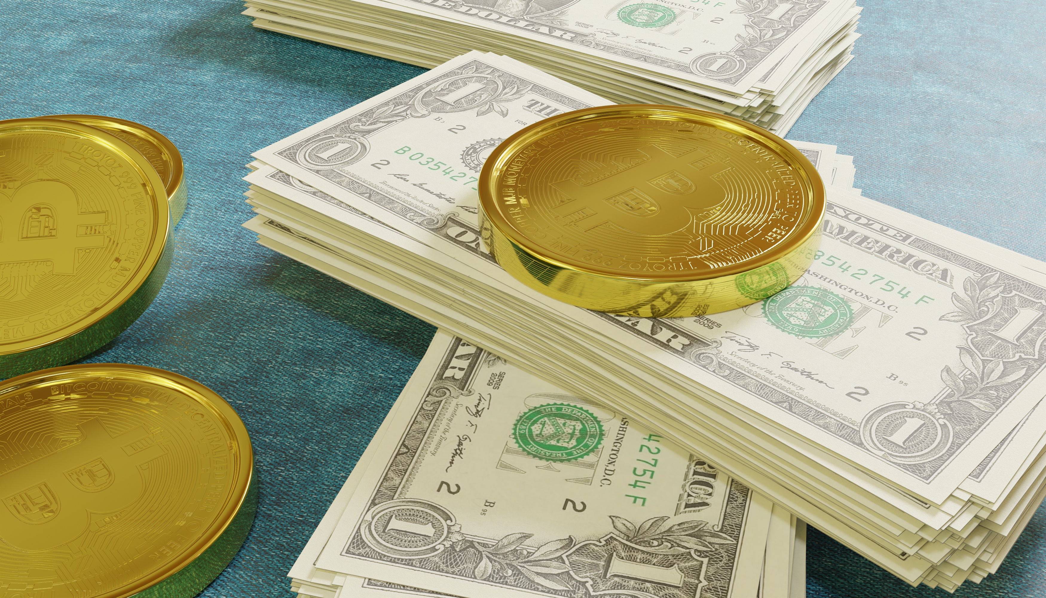 Обои 3д графика Bitcoin долларов на рабочий стол