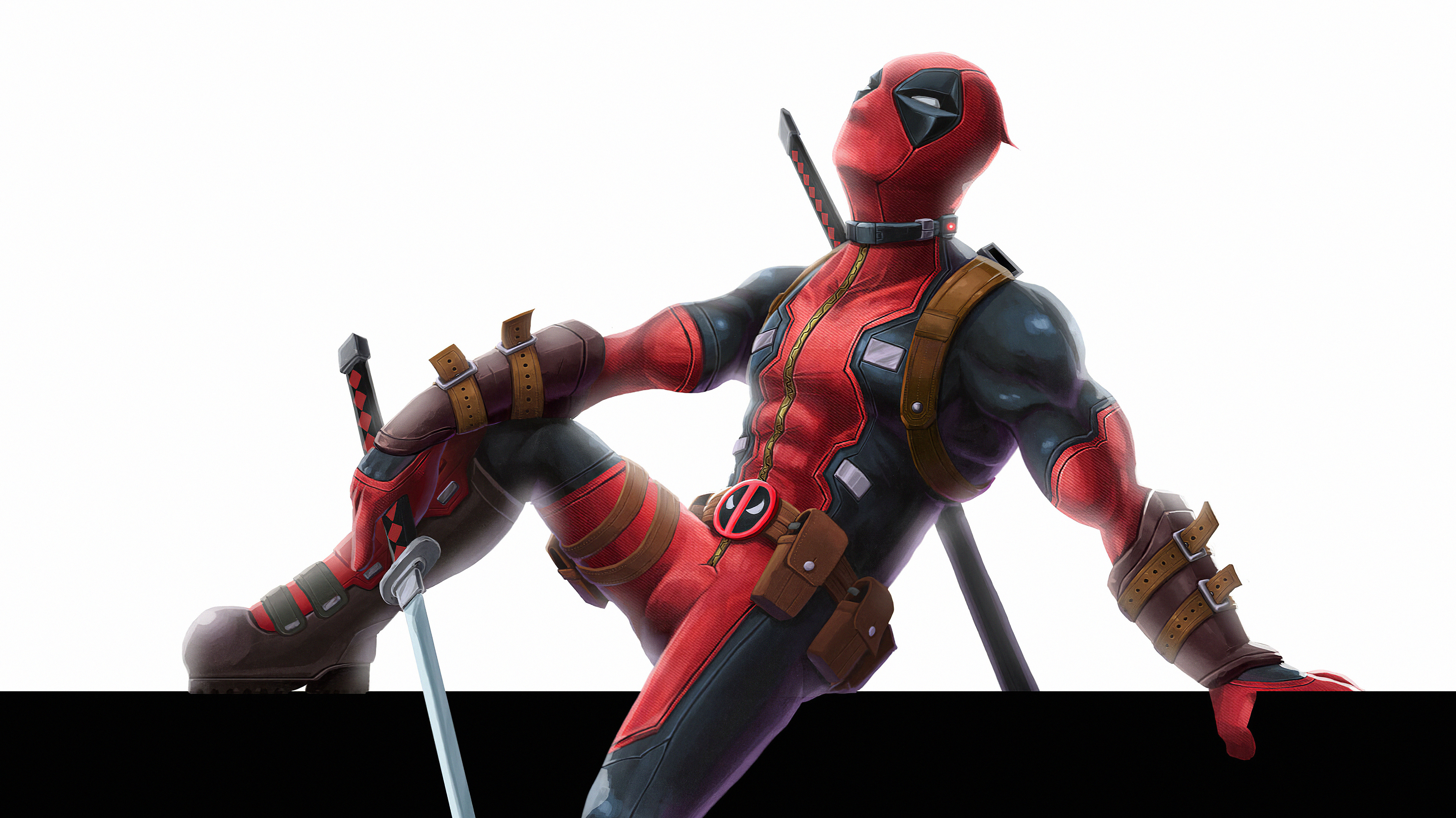 Free photo A drawing of Deadpool on a white background.
