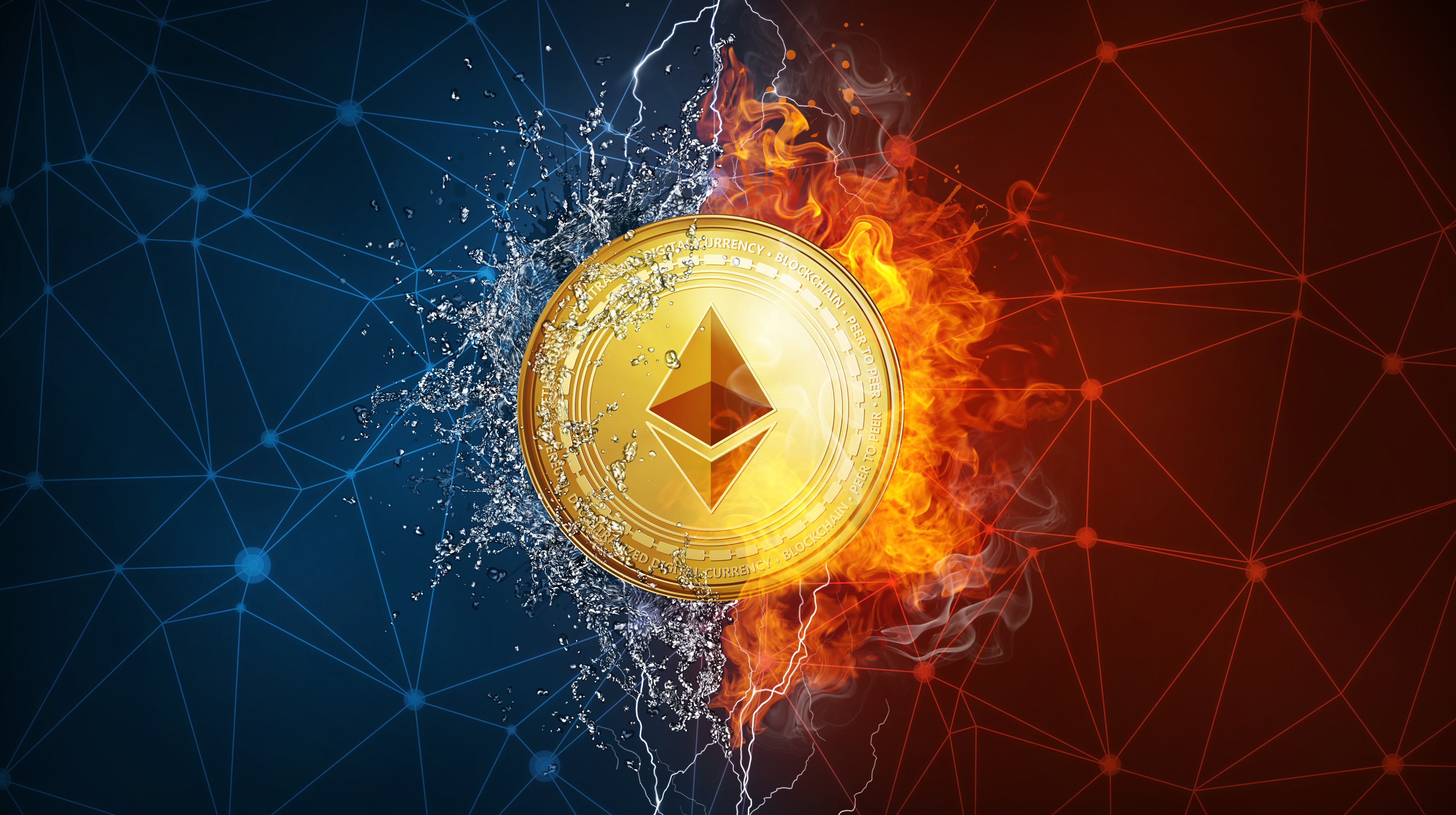 Wallpapers Etherium fire coin on the desktop
