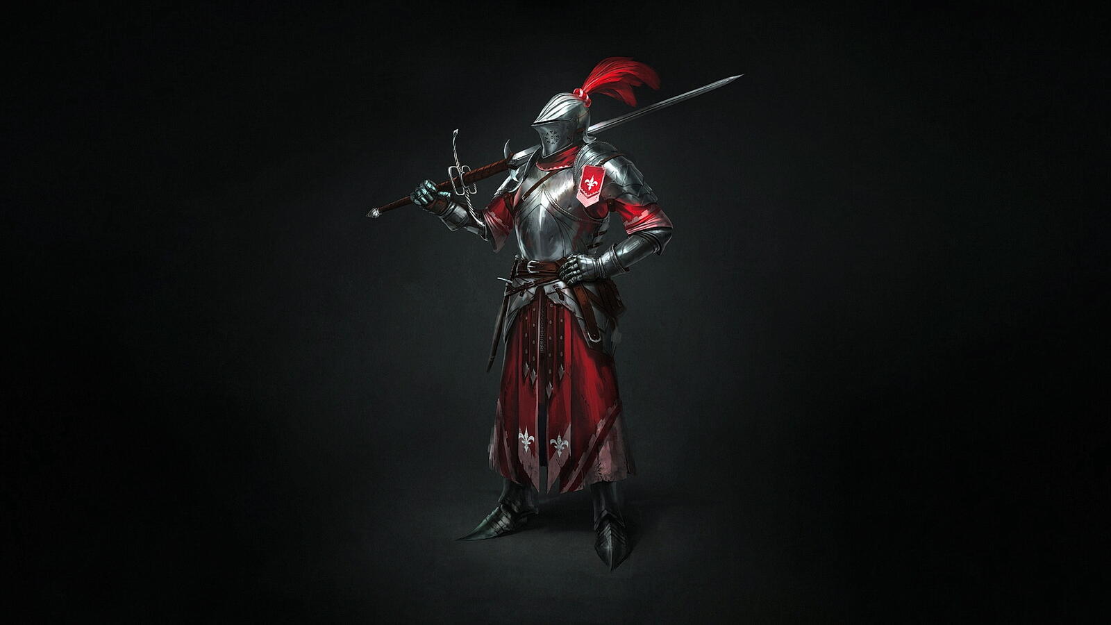 Бесплатное фото Рыцарь с мечом на плече