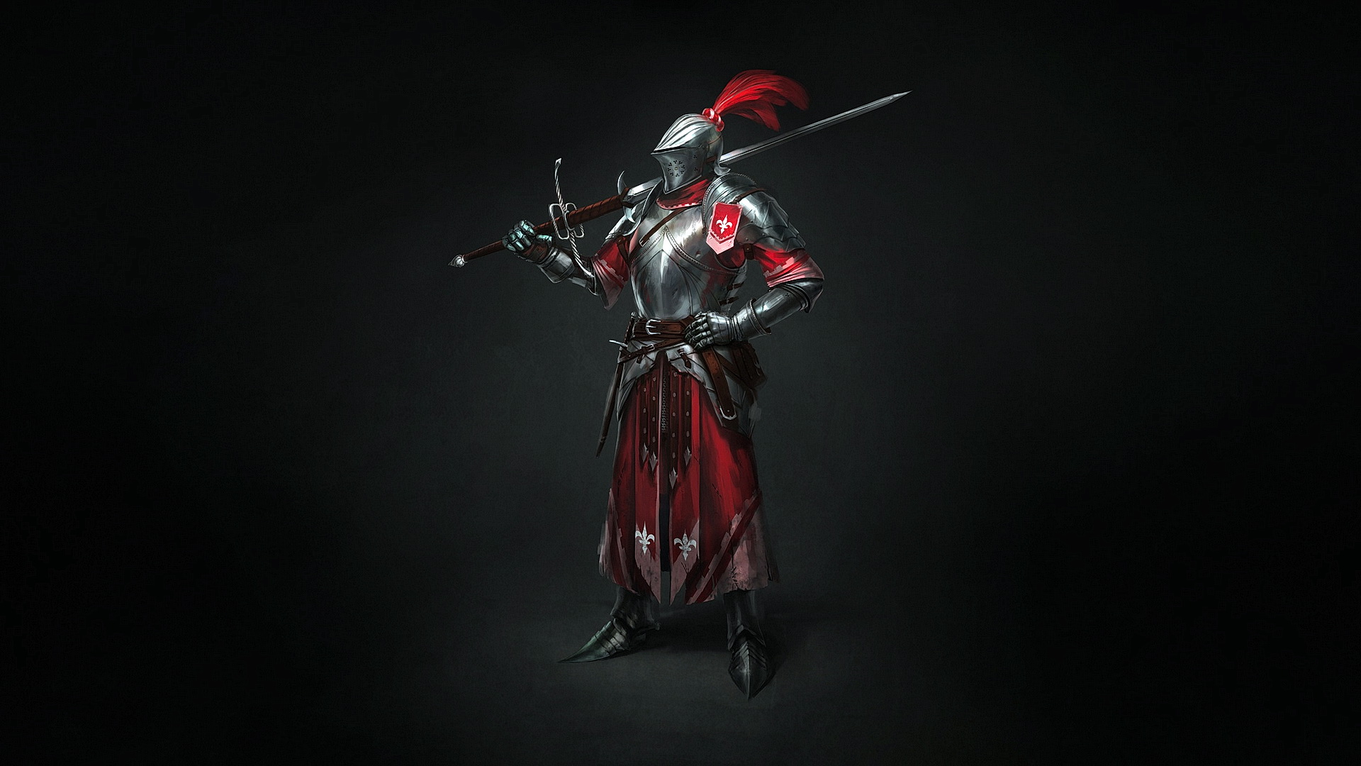 Рыцарь с мечом на плече