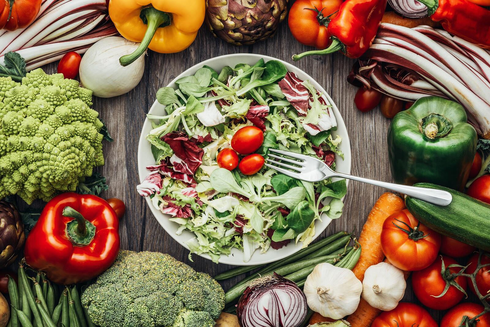 Обои продукты питания овощи салат на рабочий стол