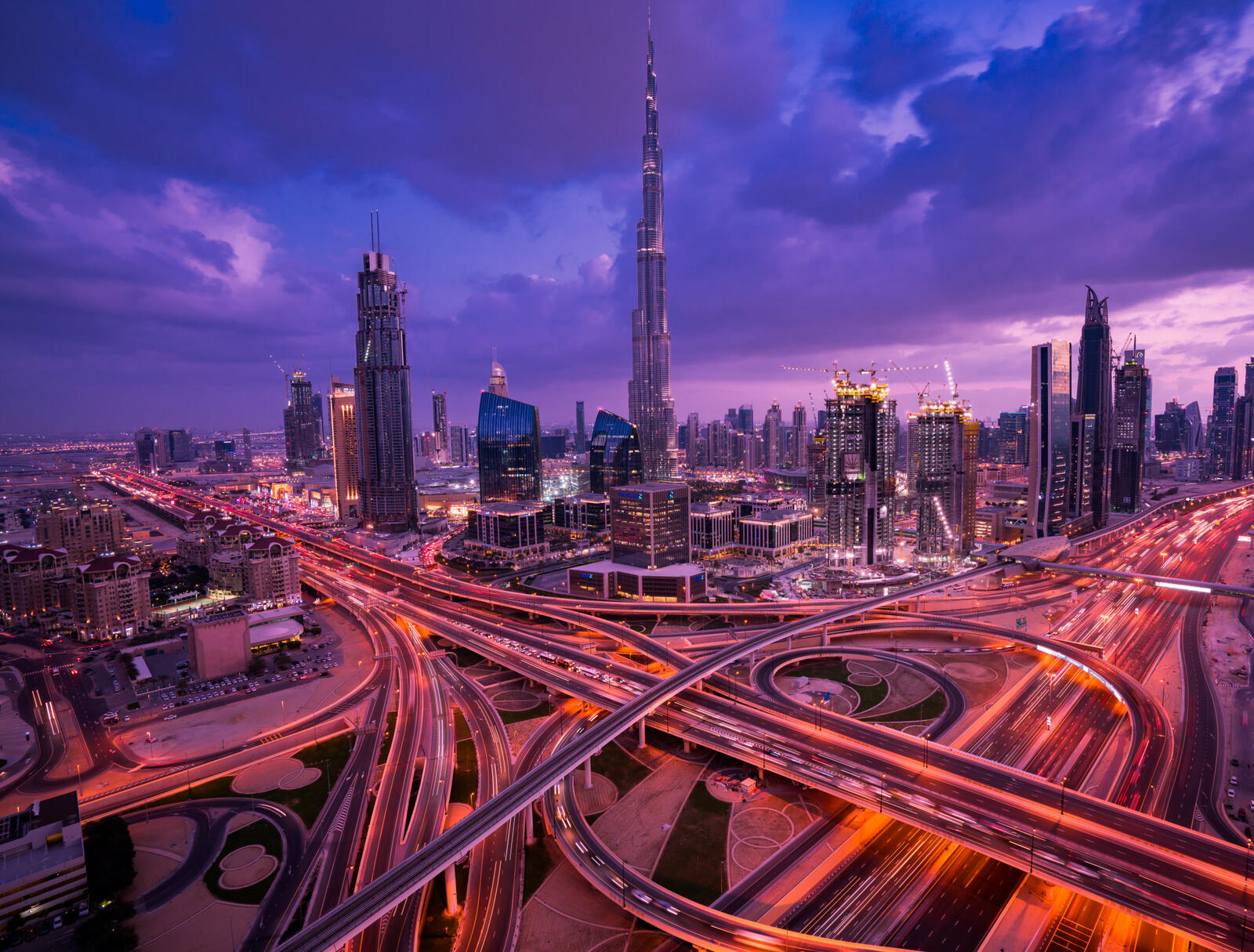 Wallpapers sunset city United Arab Emirates on the desktop