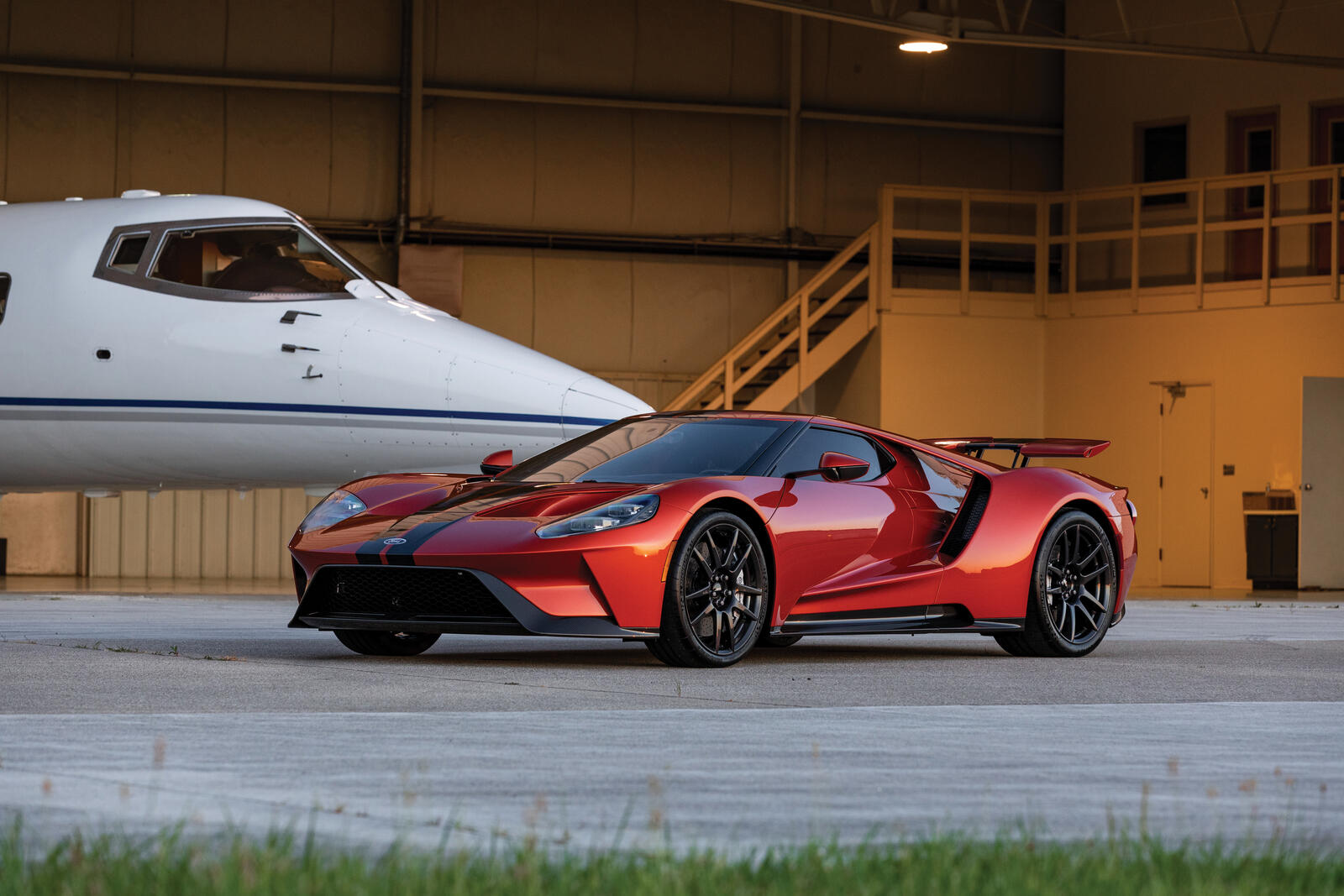Wallpapers Ford GT airplane red car on the desktop
