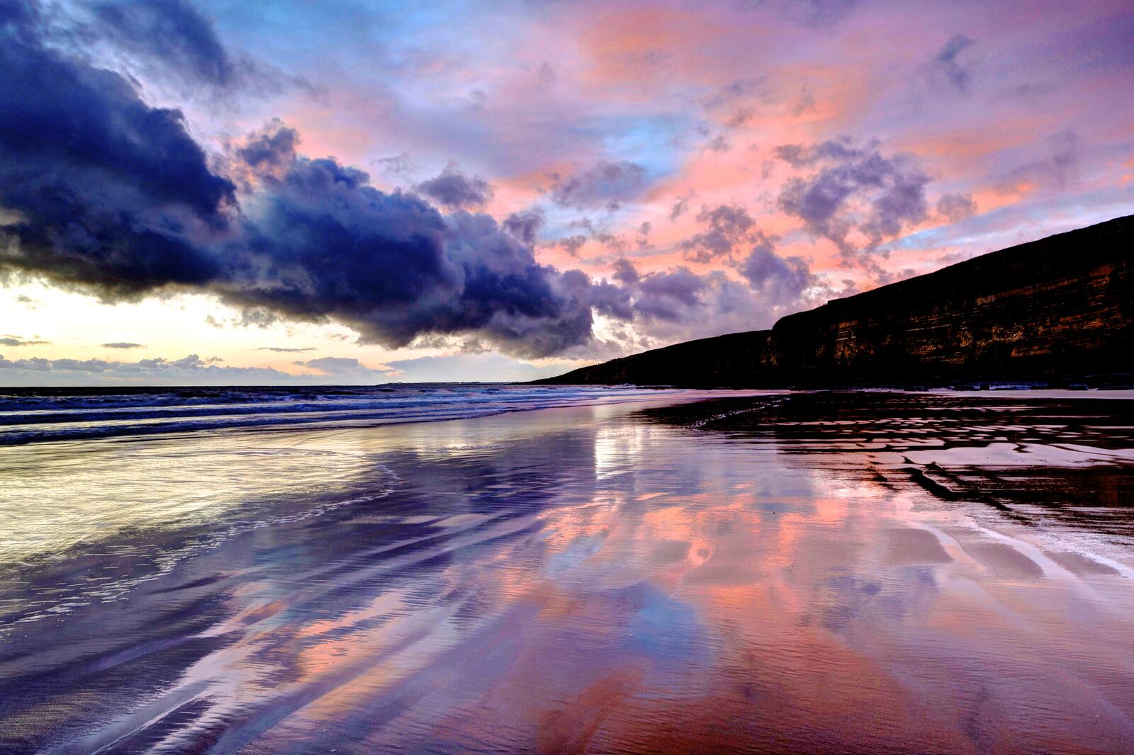Wallpapers sunset shore Wales on the desktop