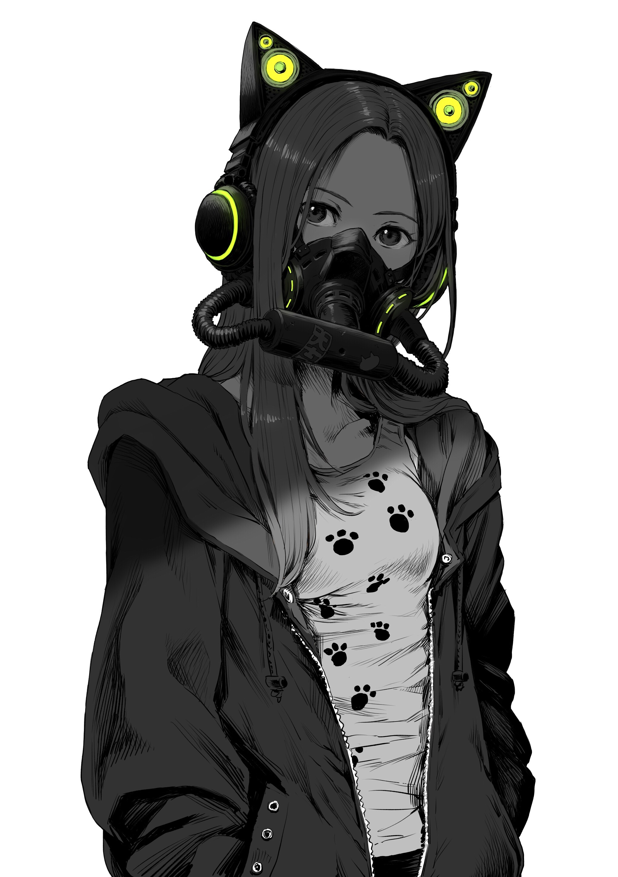 Photo free wallpaper anime girl, mask, jacket