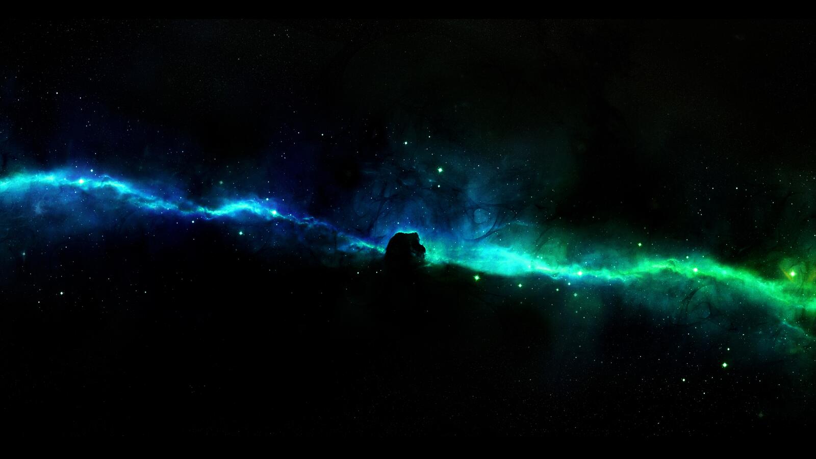 Wallpapers blue and green nebula stars galaxy on the desktop