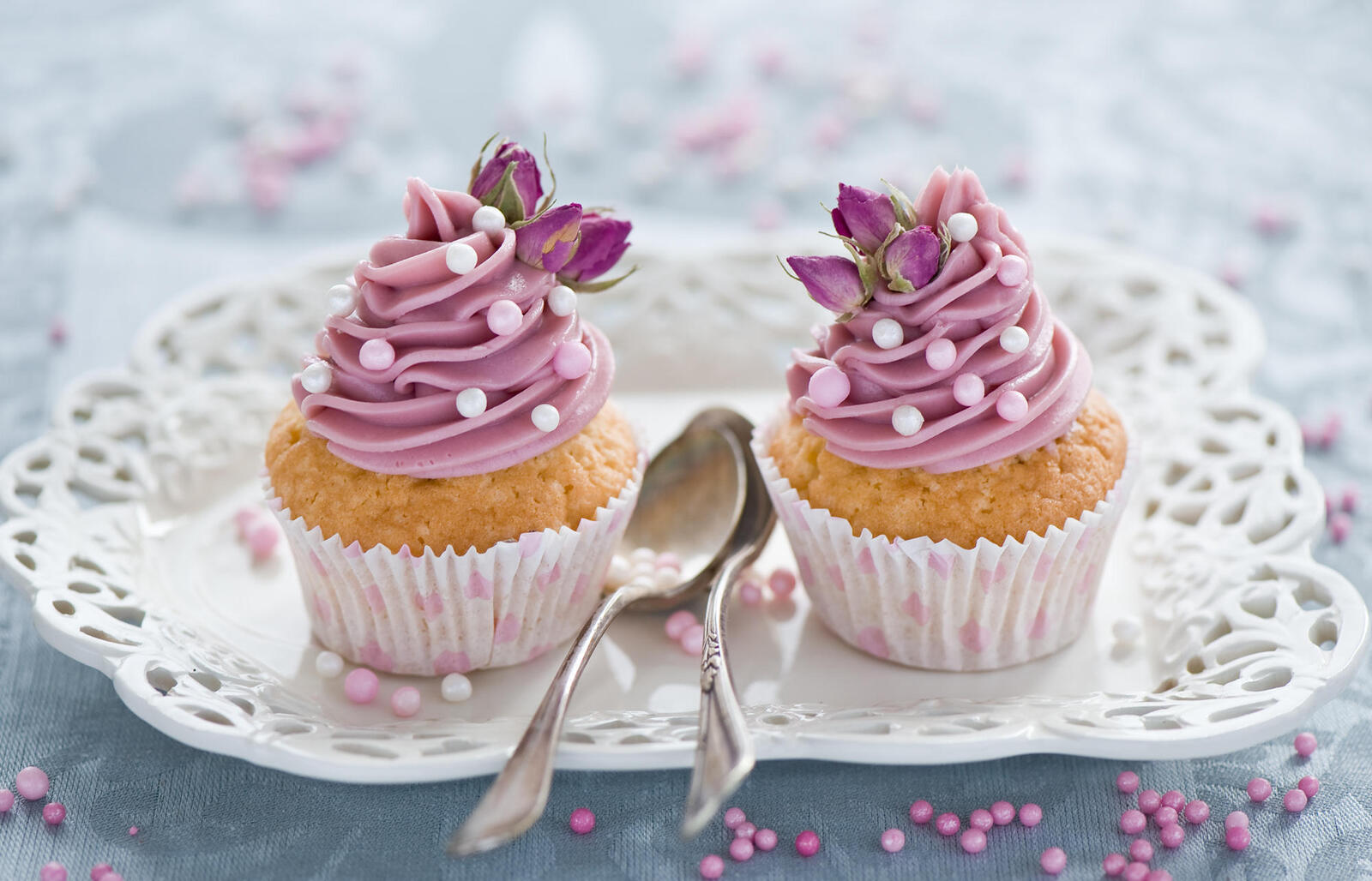 Wallpapers cupcakes cream pink on the desktop