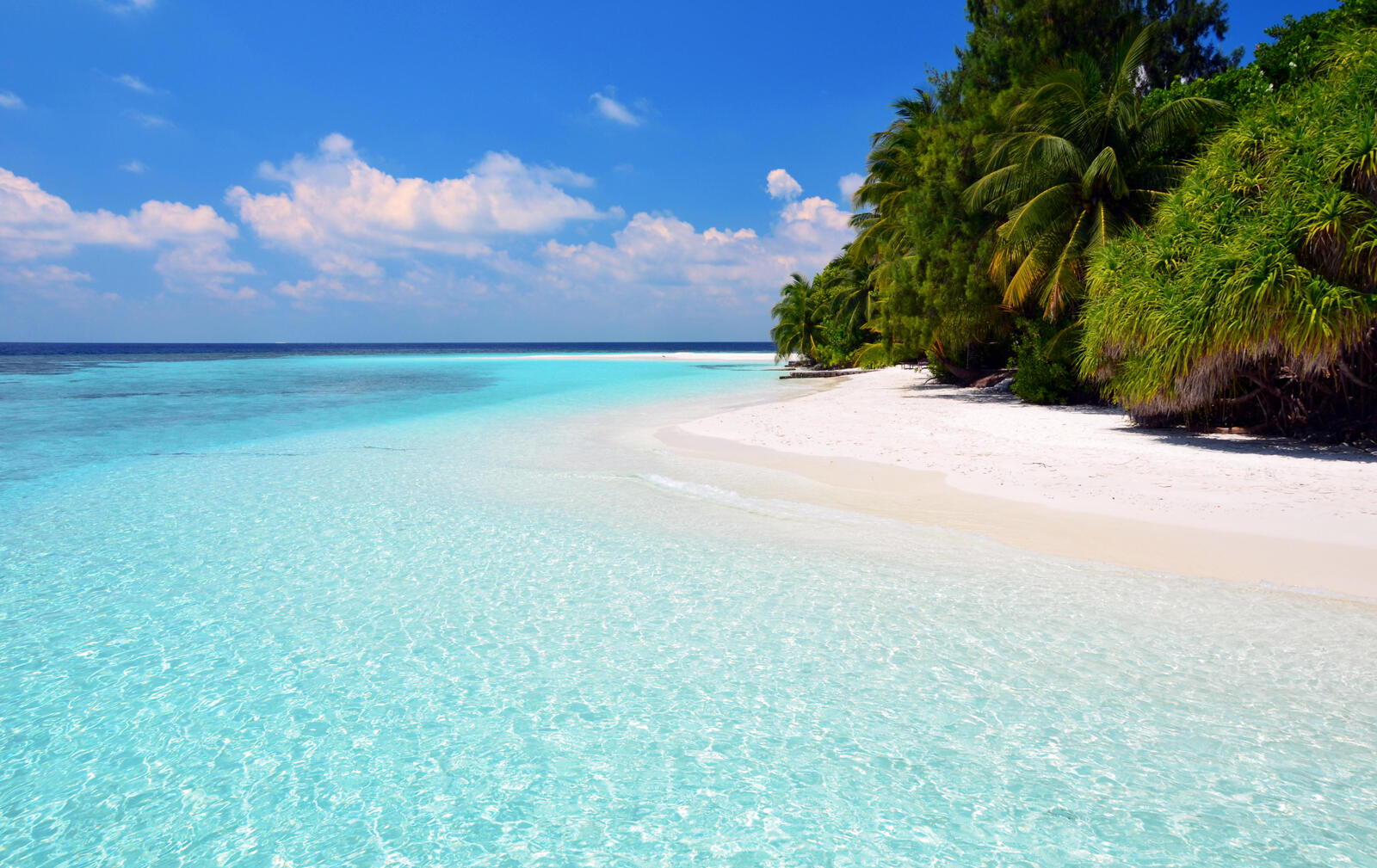 Обои пляж Мальдивы море на рабочий стол
