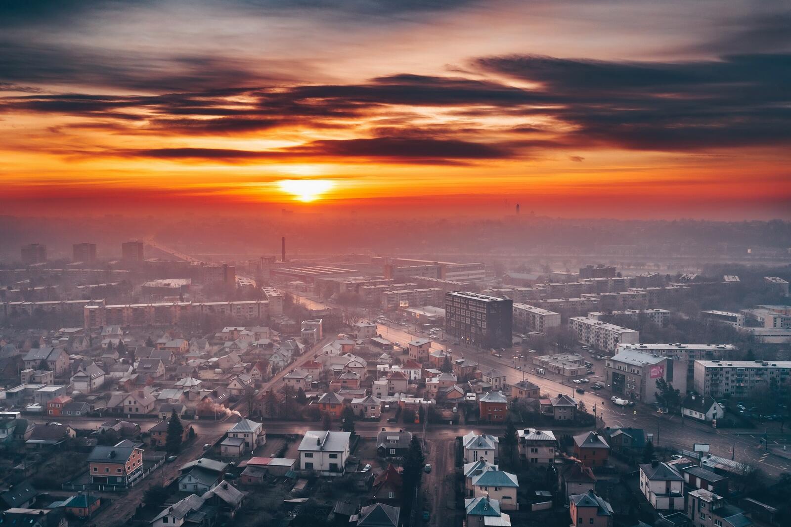 Wallpapers sunset Lithuania cityscape on the desktop