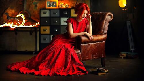 Фото девушка в красном платье