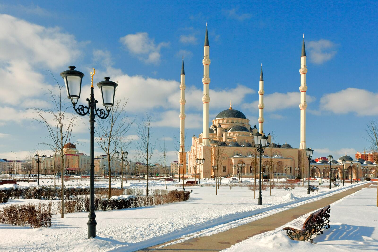 Wallpapers mosque snow minaret on the desktop