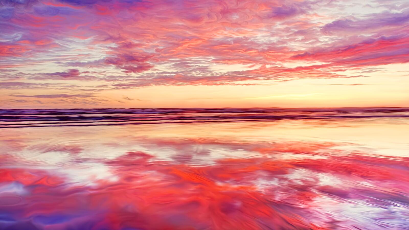 Wallpapers ocean sunset artwork on the desktop