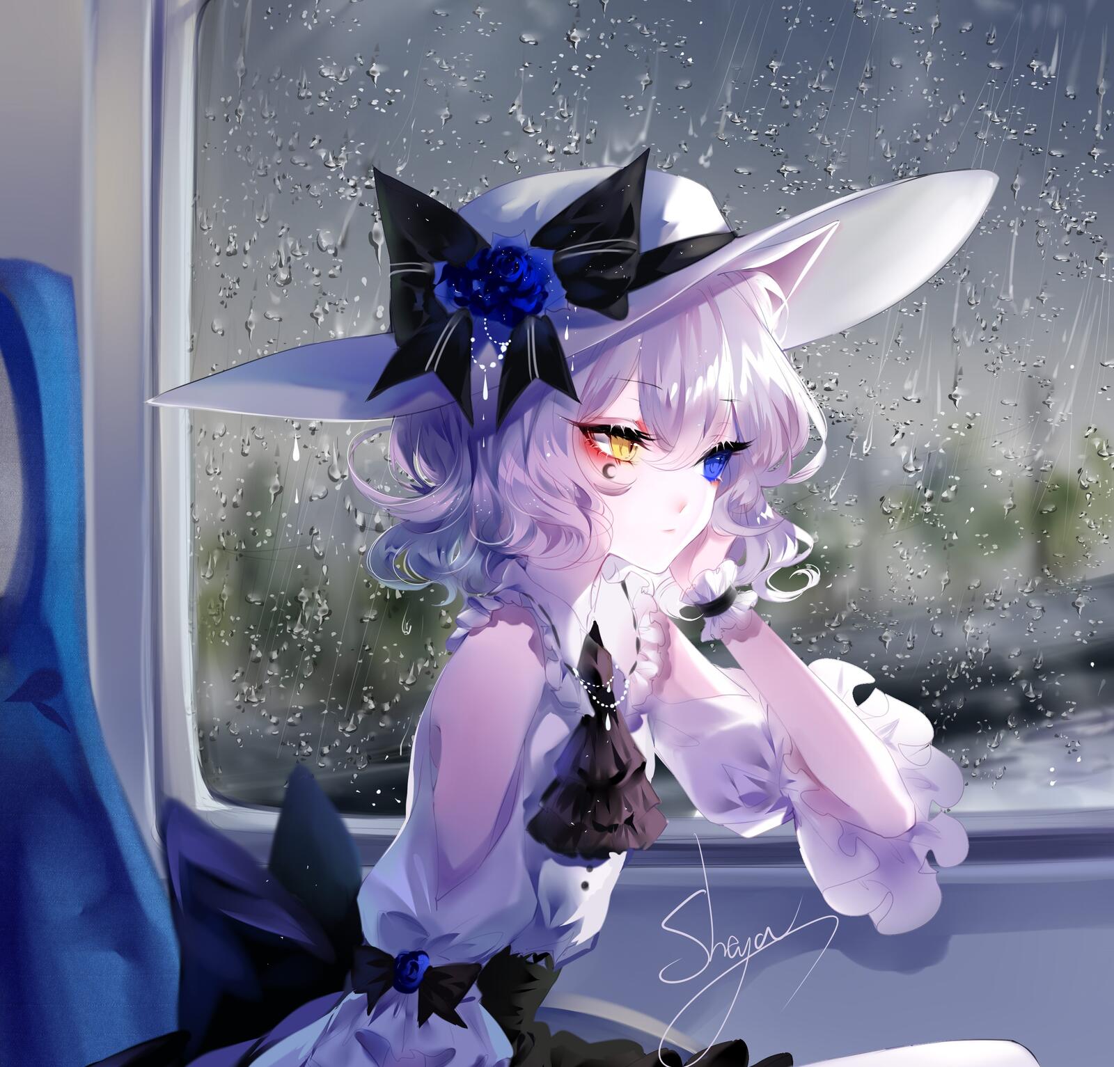 Обои обои аниме девушка путешествие на поезде гетерохромия на рабочий стол