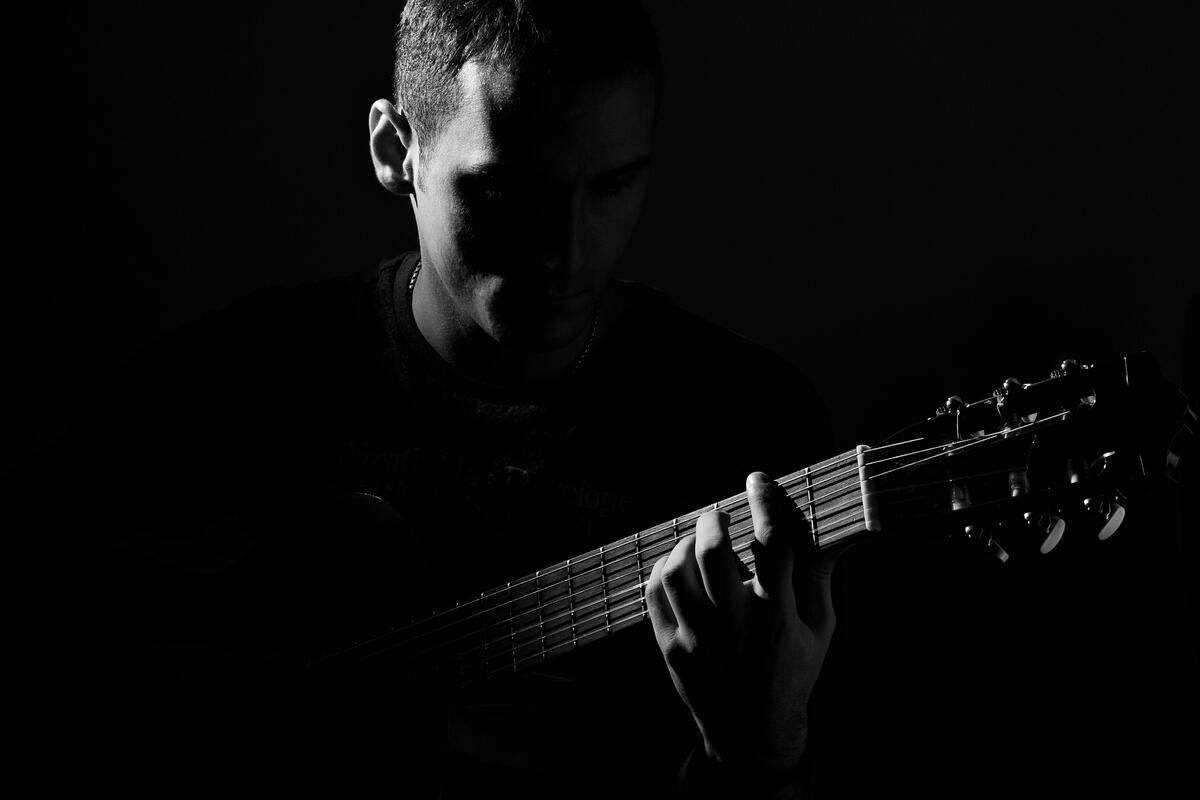 Silhouette of a guitar guy