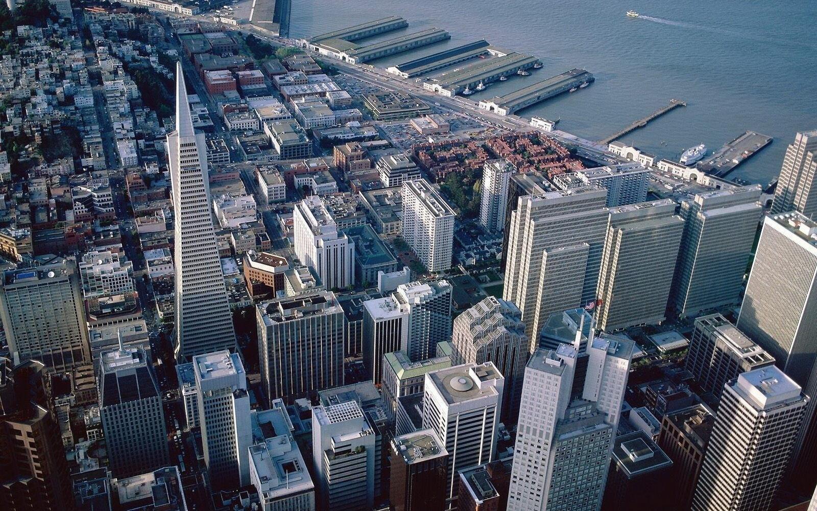 桌面上的壁纸旧金山 俯视图 城市