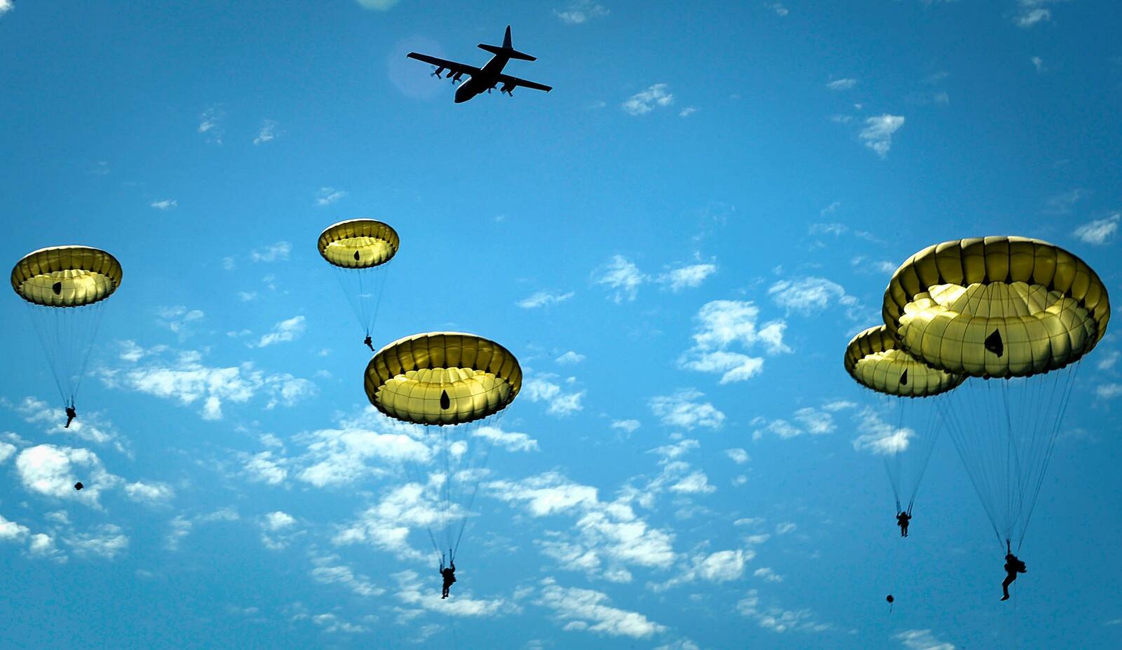 Wallpapers military plane parachutes USA on the desktop