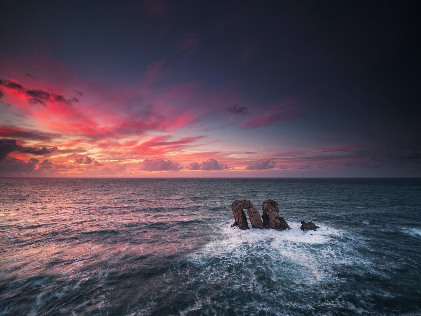 Wallpapers sunset rocks Cantabria on the desktop