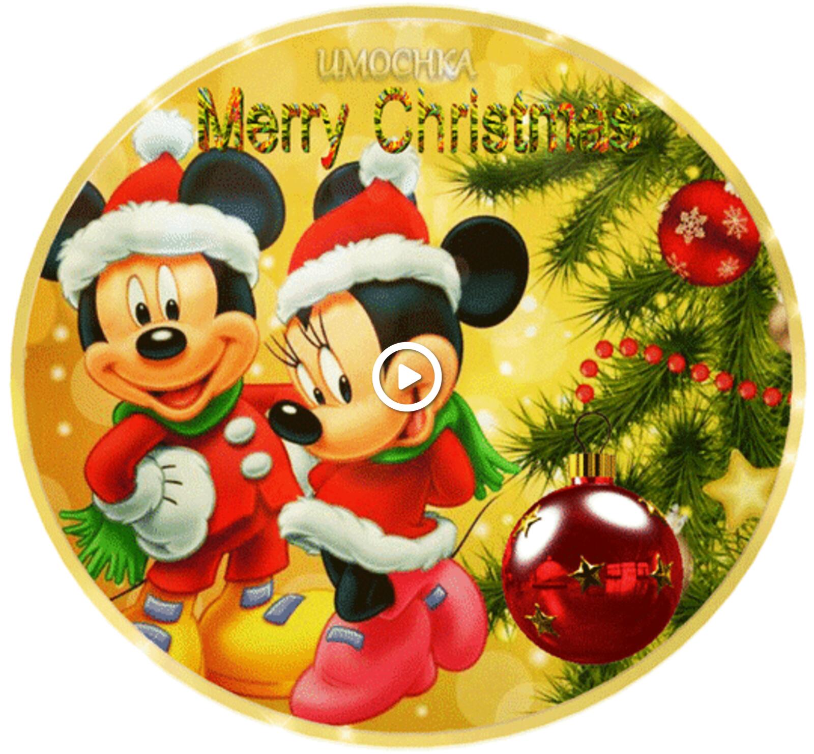 A postcard on the subject of with christmas new year mickey mouse for free