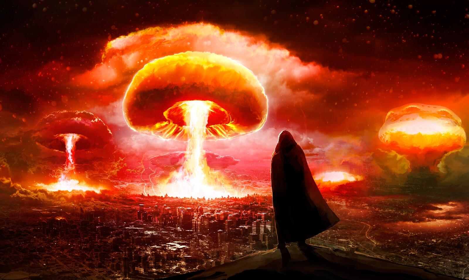 Wallpapers nuclear explosion city fantasy on the desktop