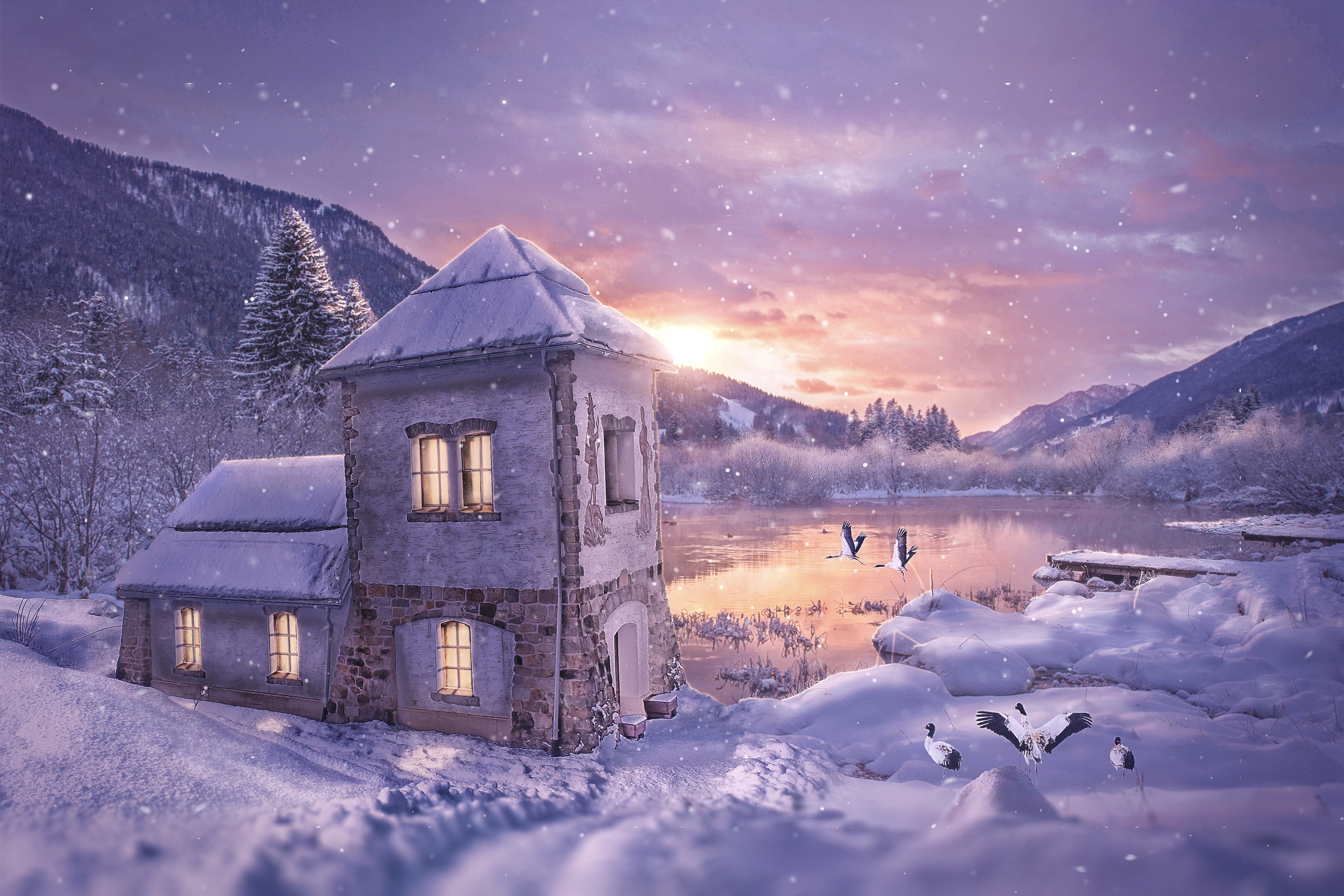 Снежка домики. Заснеженный домик. Зимний домик. Домик в снегу. Дом зимой.